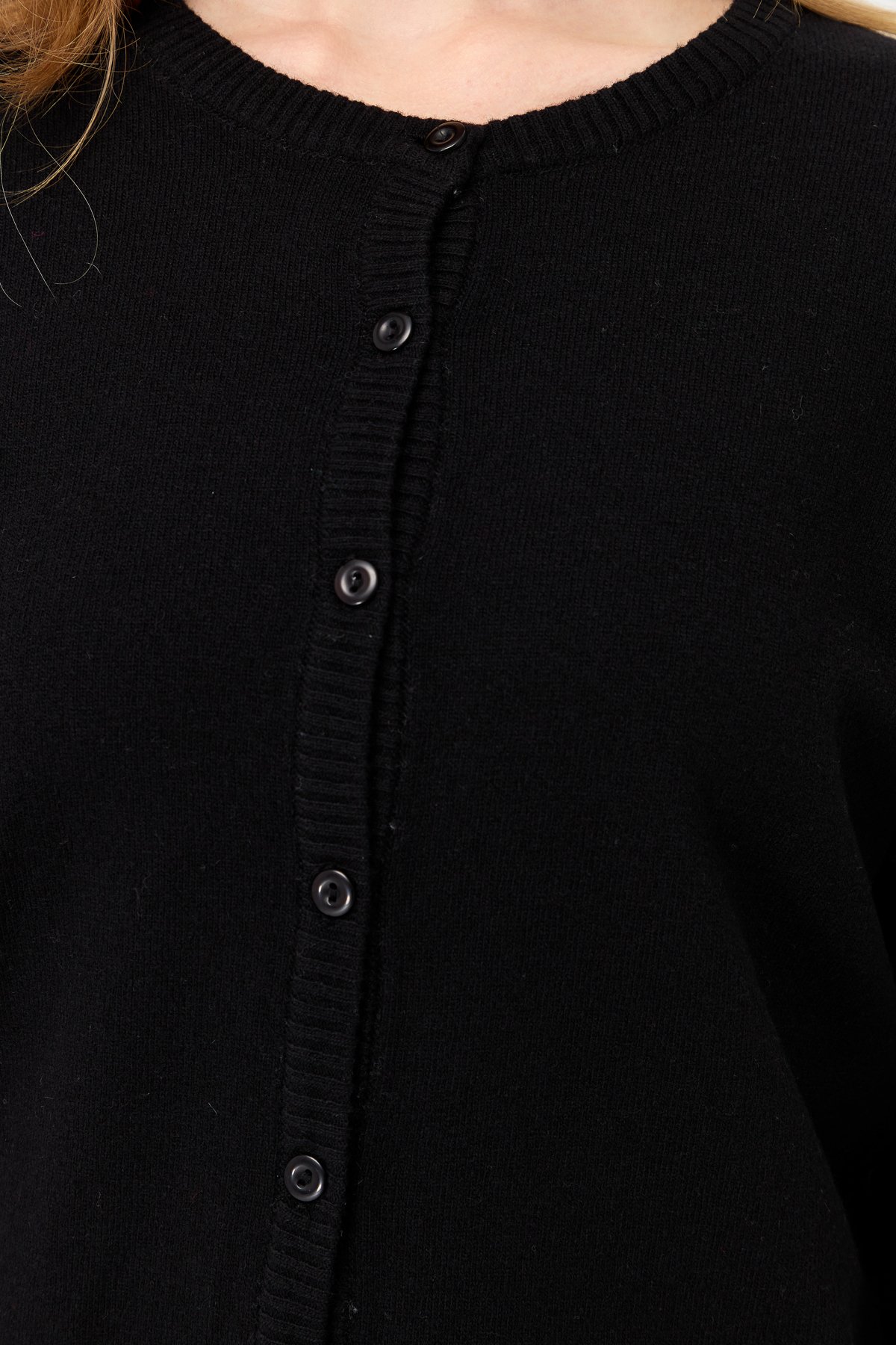 21031Kadın Sıfır Yaka Triko Ceket Siyah