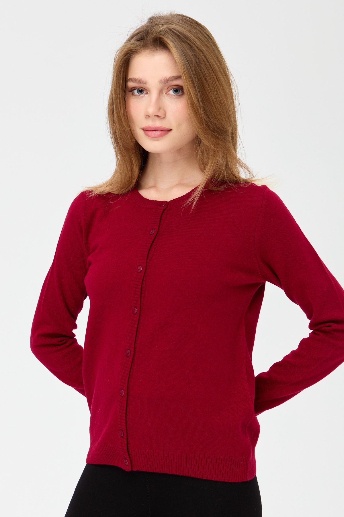 21031Kadın Sıfır Yaka Triko Ceket V.Çürüğü