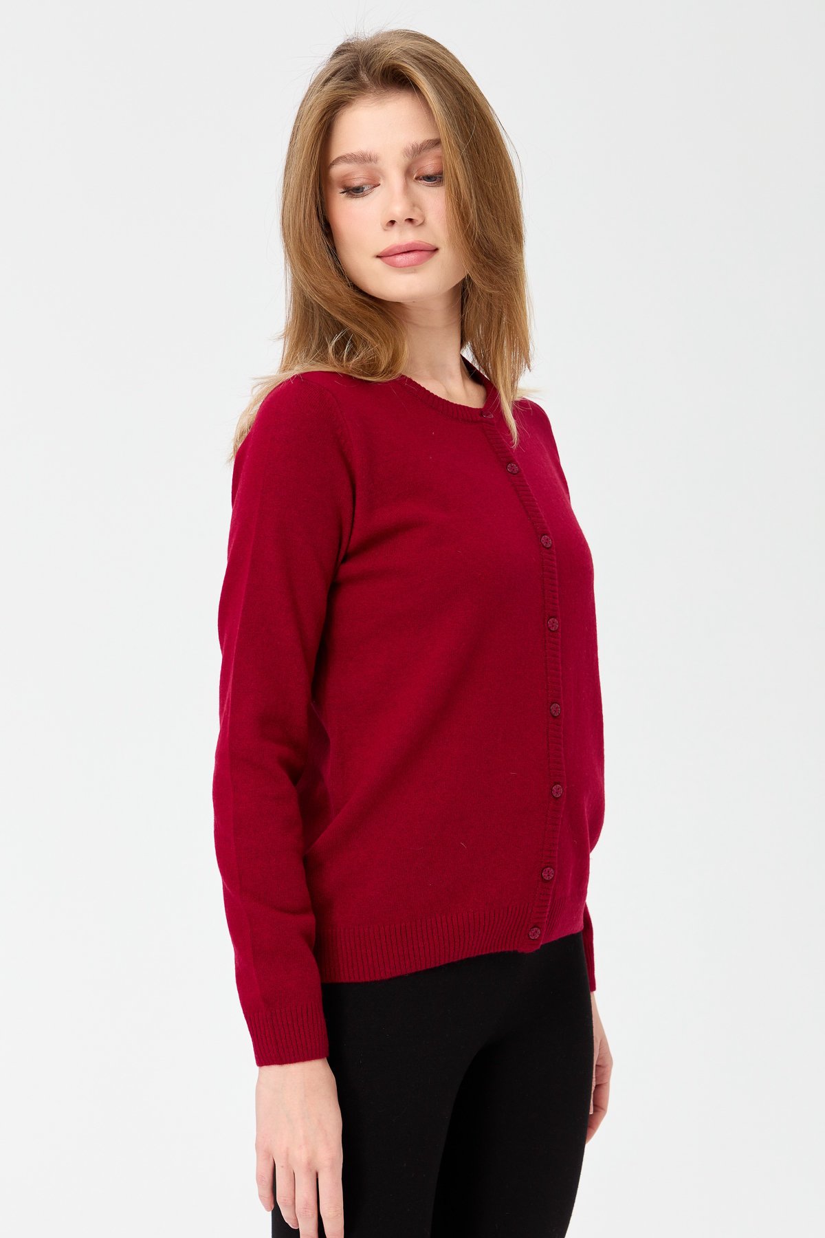 21031Kadın Sıfır Yaka Triko Ceket V.Çürüğü