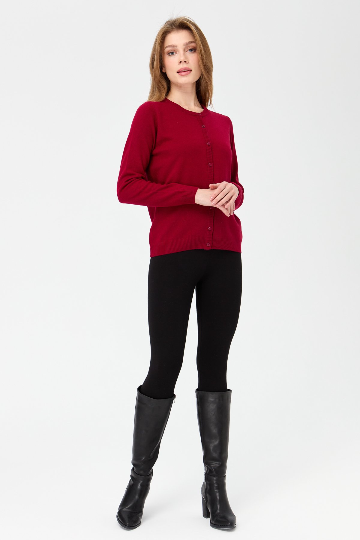 21031Kadın Sıfır Yaka Triko Ceket V.Çürüğü