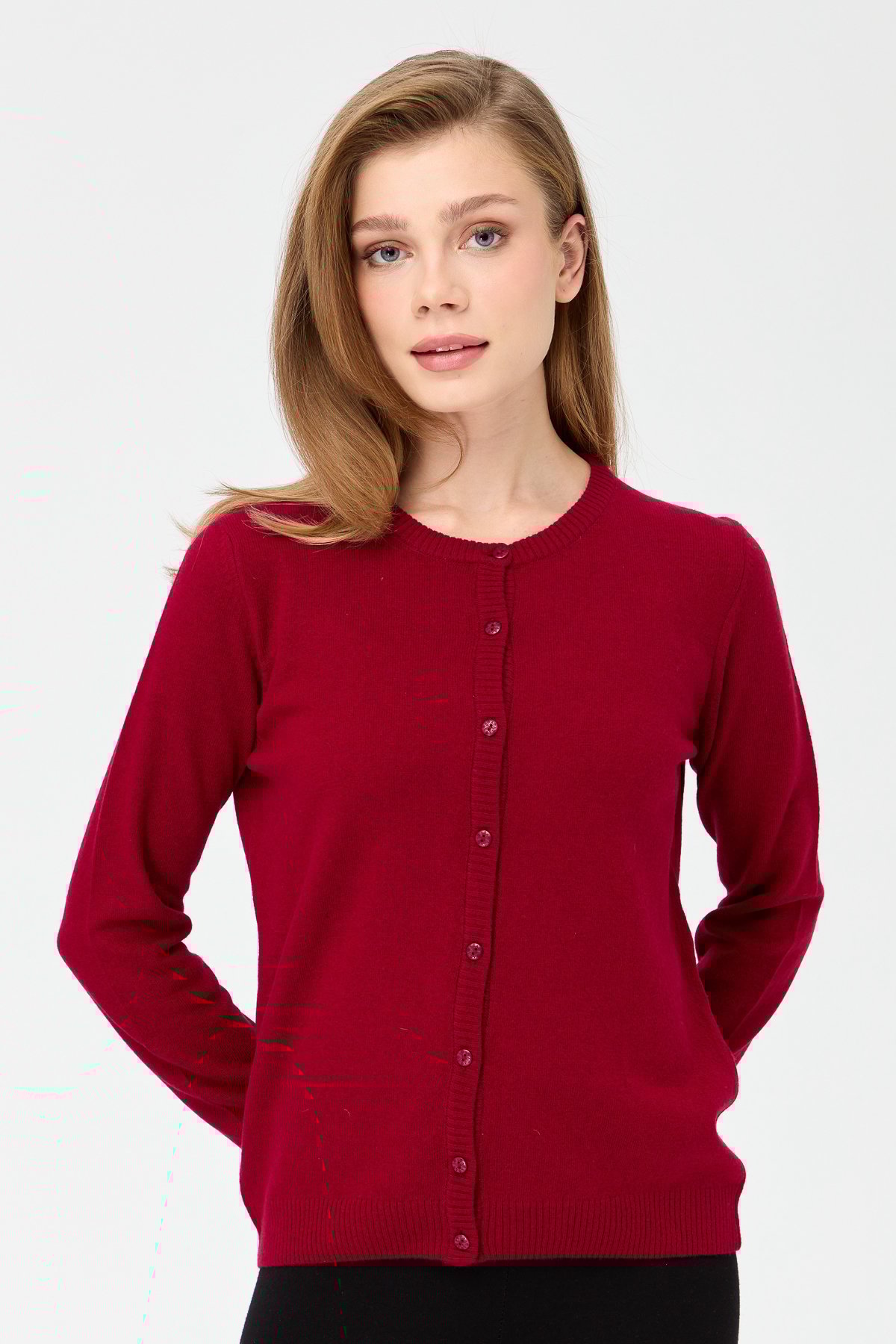 21031Kadın Sıfır Yaka Triko Ceket V.Çürüğü