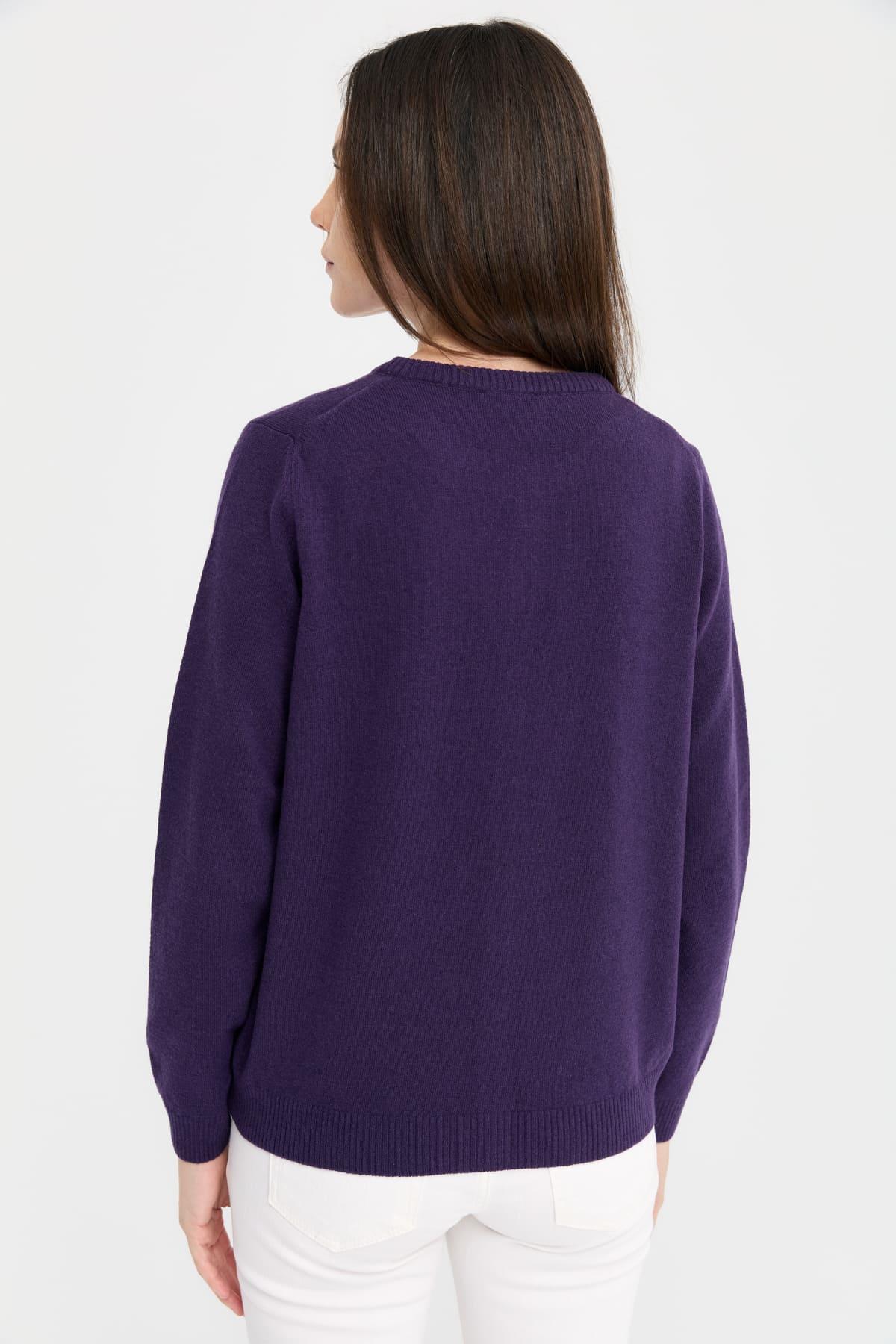 21031Kadın Sıfır Yaka Triko Ceket K.Mor