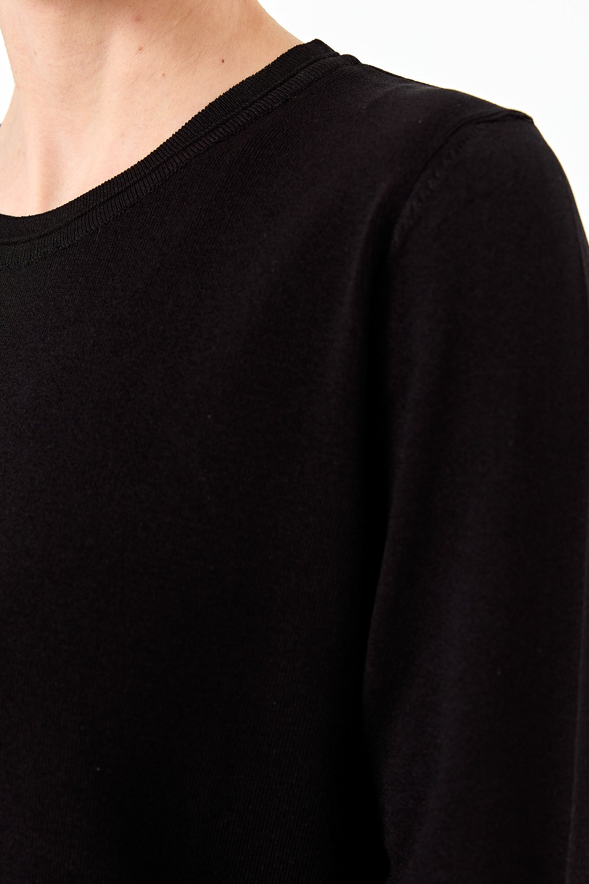 23355Kadın Sıfır Yaka Yanı Düğmeli Triko Bluz Siyah