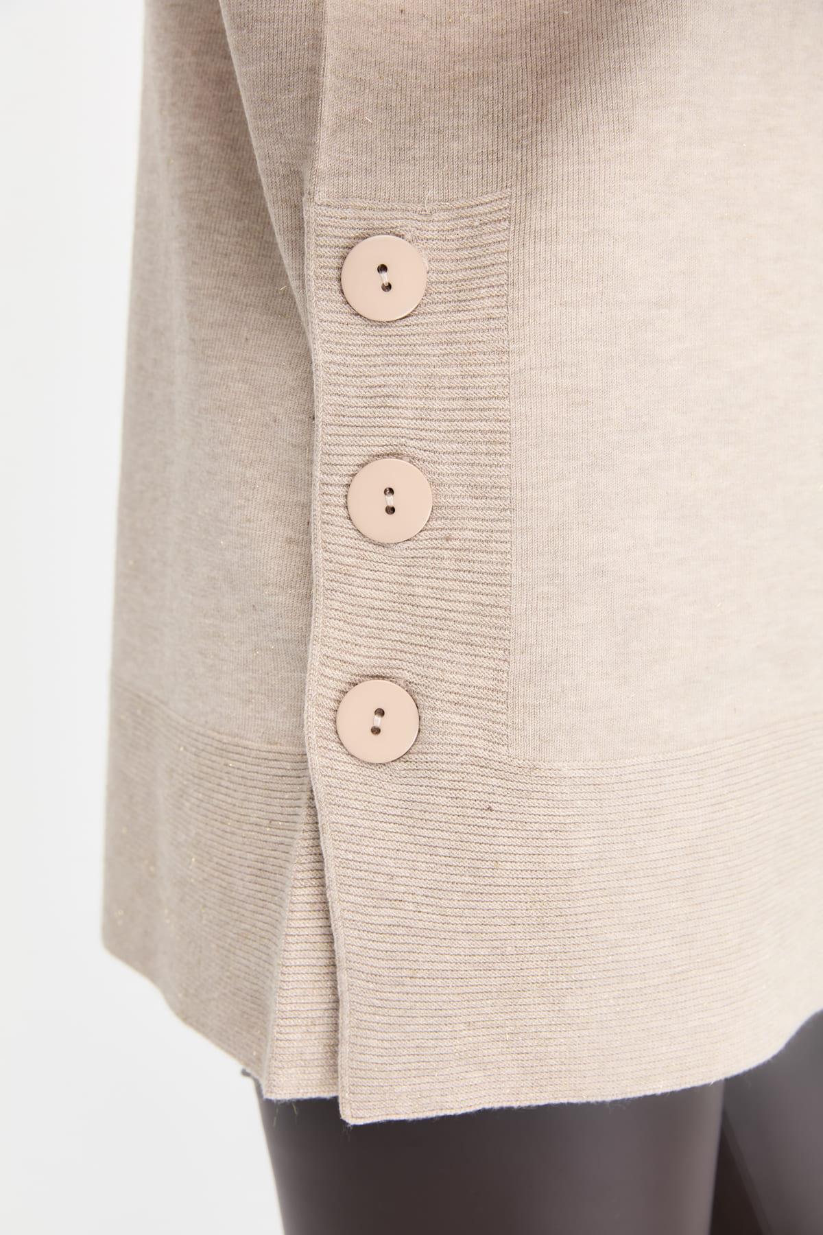 23391Kadın Tam Balıkçı Yaka Dikişsiz Kazak B.Melanj