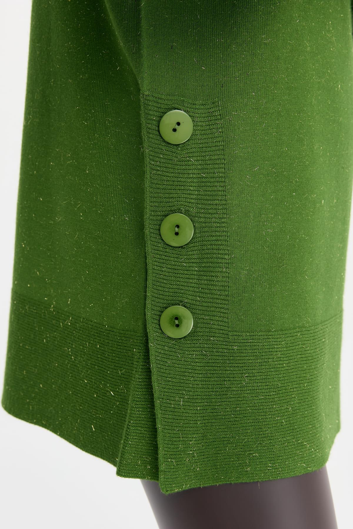 23391Kadın Tam Balıkçı Yaka Dikişsiz Kazak K.Yosun