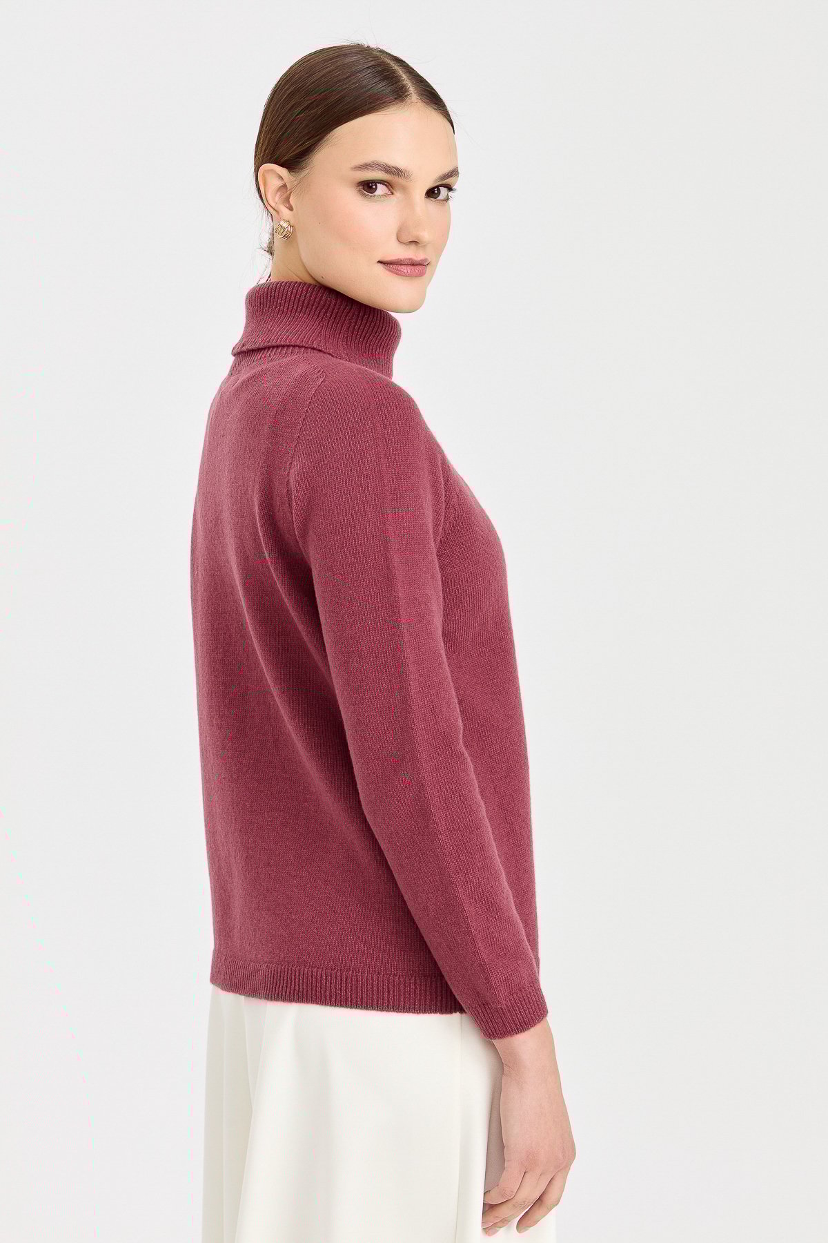 23164Kadın Tam Balıkçı Yaka Klasik Yün Kazak K.G Kurusu