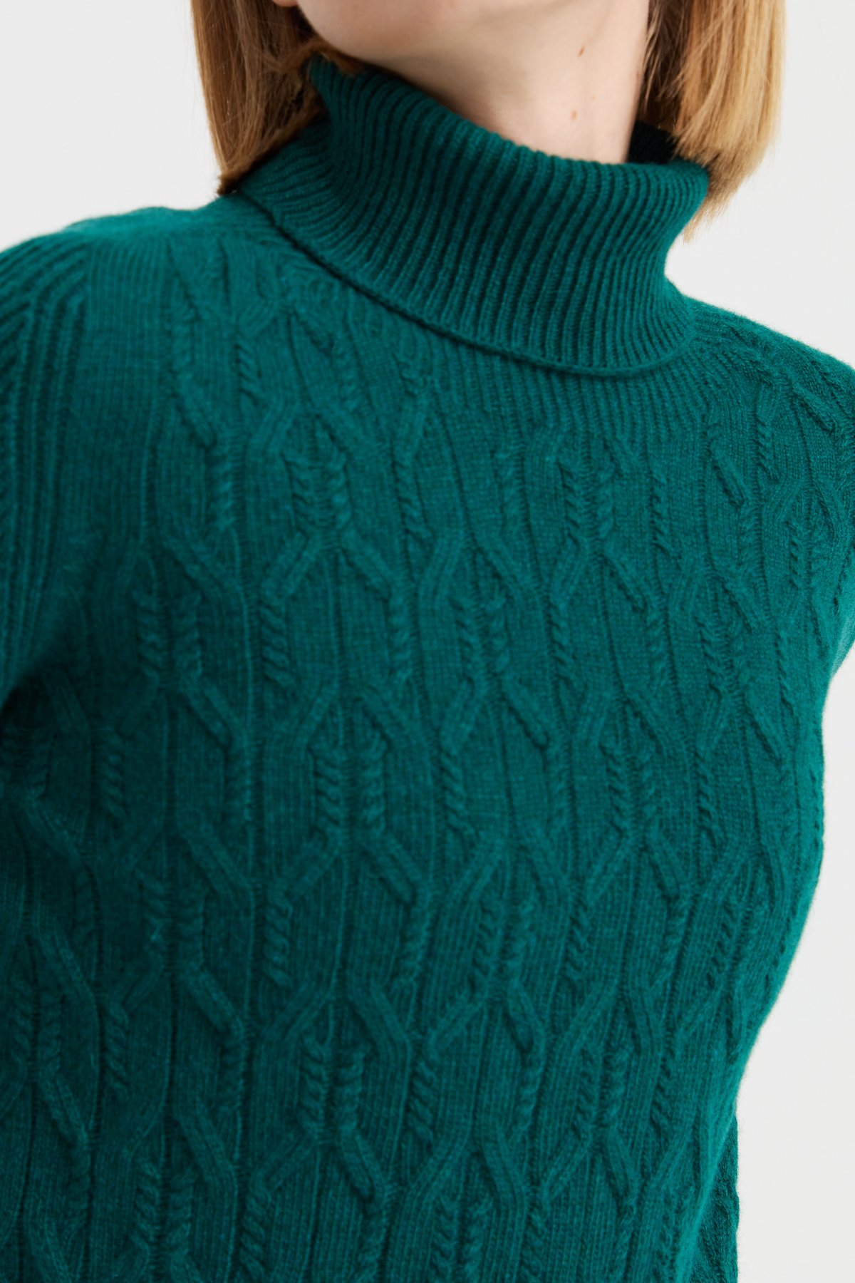 23153Kadın Tam Balıkçı Yaka Önü Yürütmeli Yün Kazak K.Ö.başı