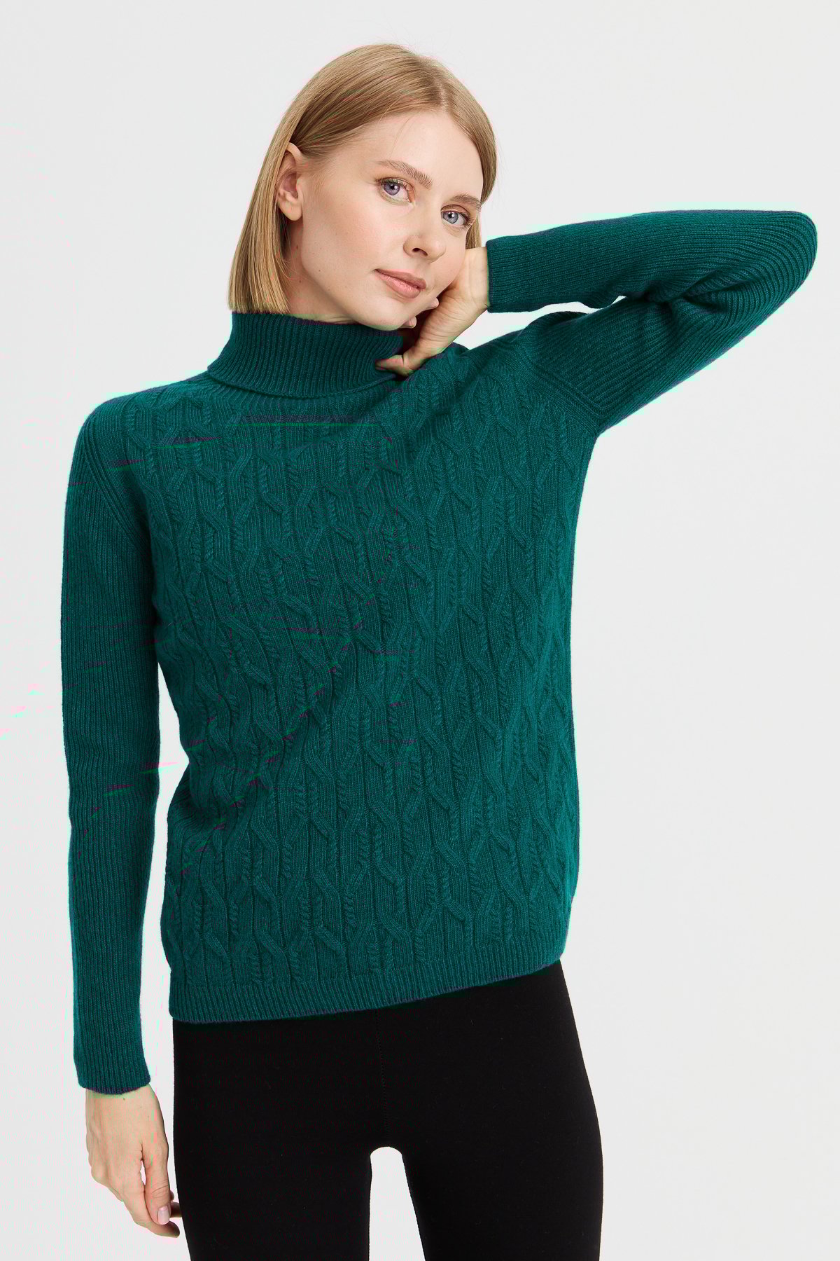 23153Kadın Tam Balıkçı Yaka Önü Yürütmeli Yün Kazak K.Ö.başı