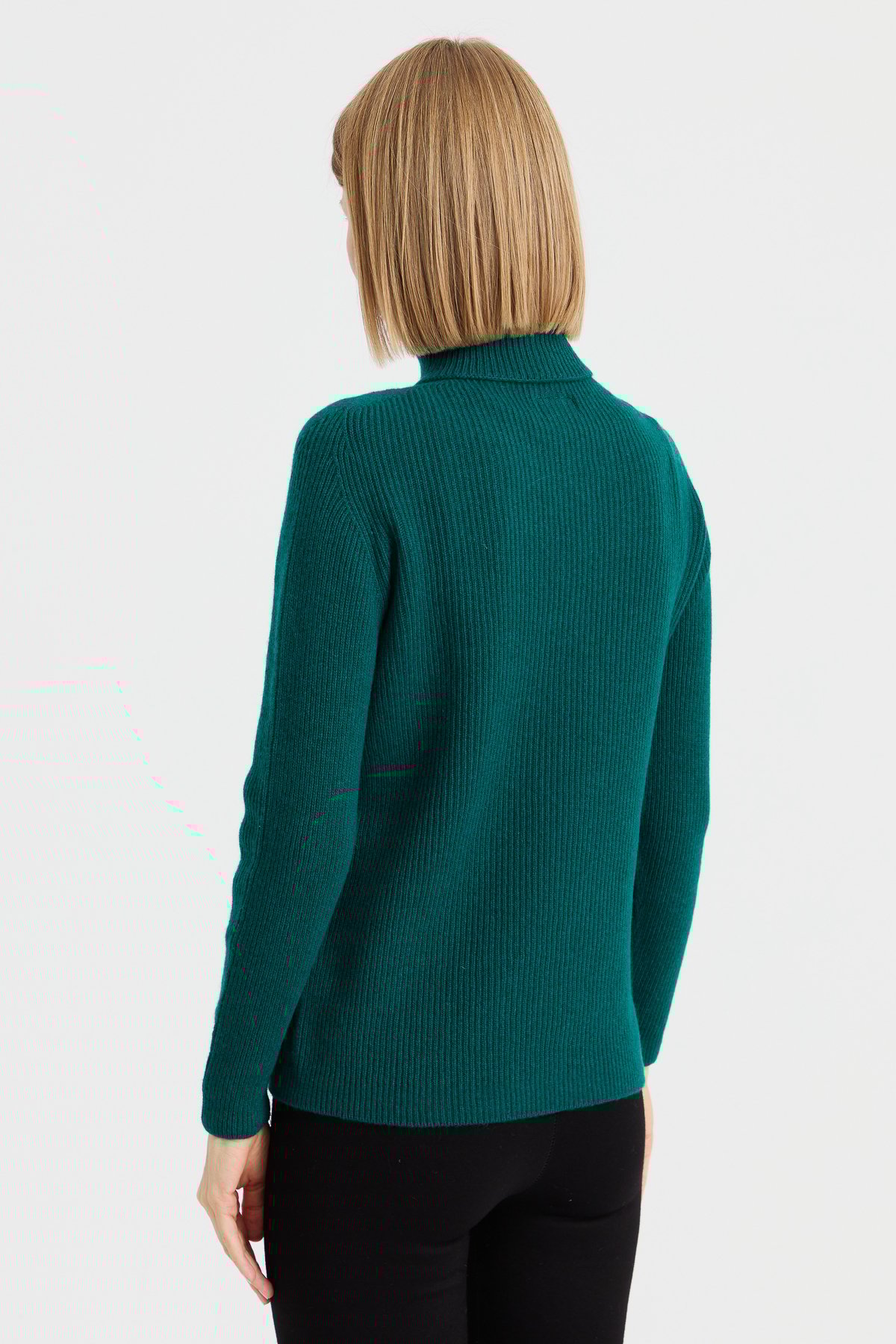 23153Kadın Tam Balıkçı Yaka Önü Yürütmeli Yün Kazak K.Ö.başı