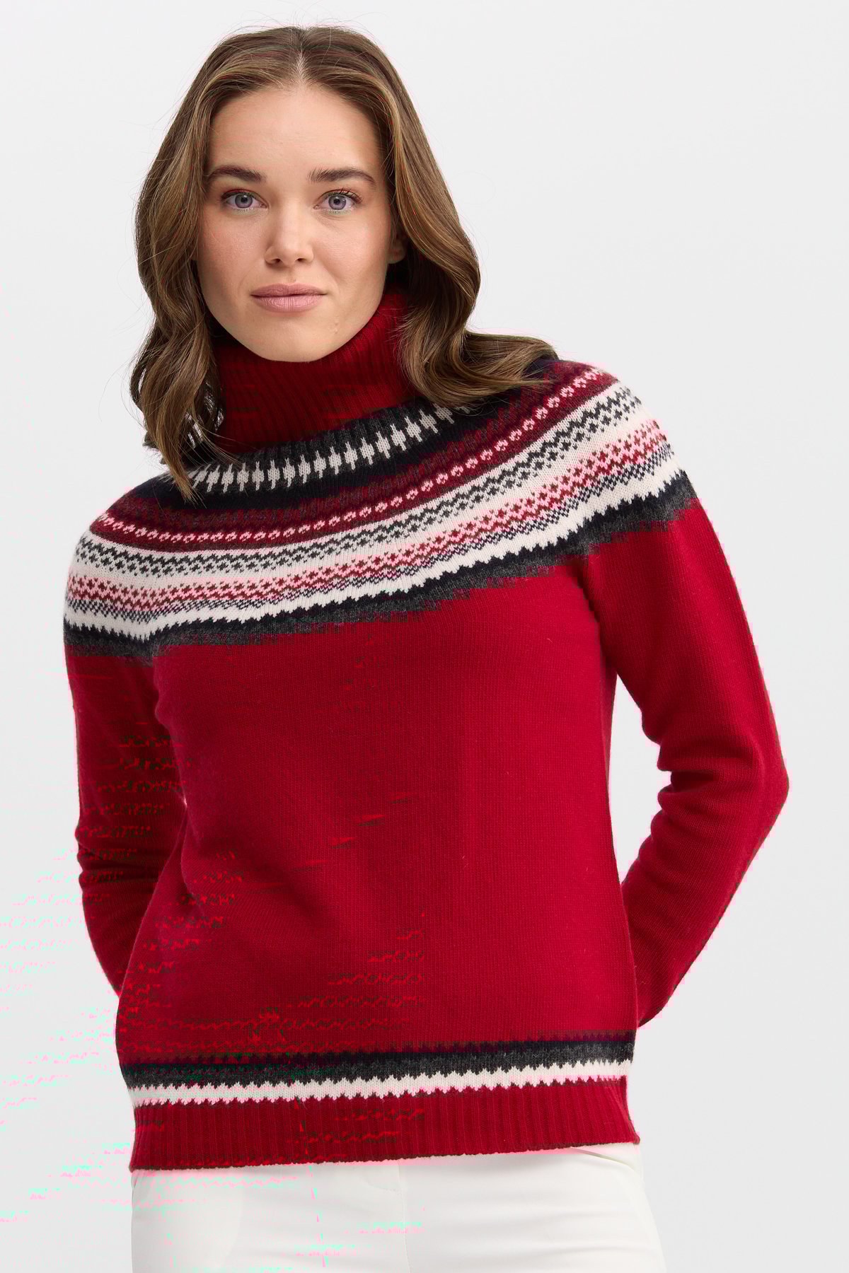 22087Kadın Tam Balıkçı Yaka Yün Kazak K.Kırmızı