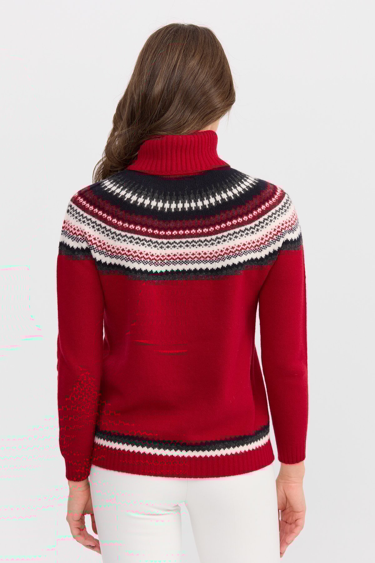 22087Kadın Tam Balıkçı Yaka Yün Kazak K.Kırmızı