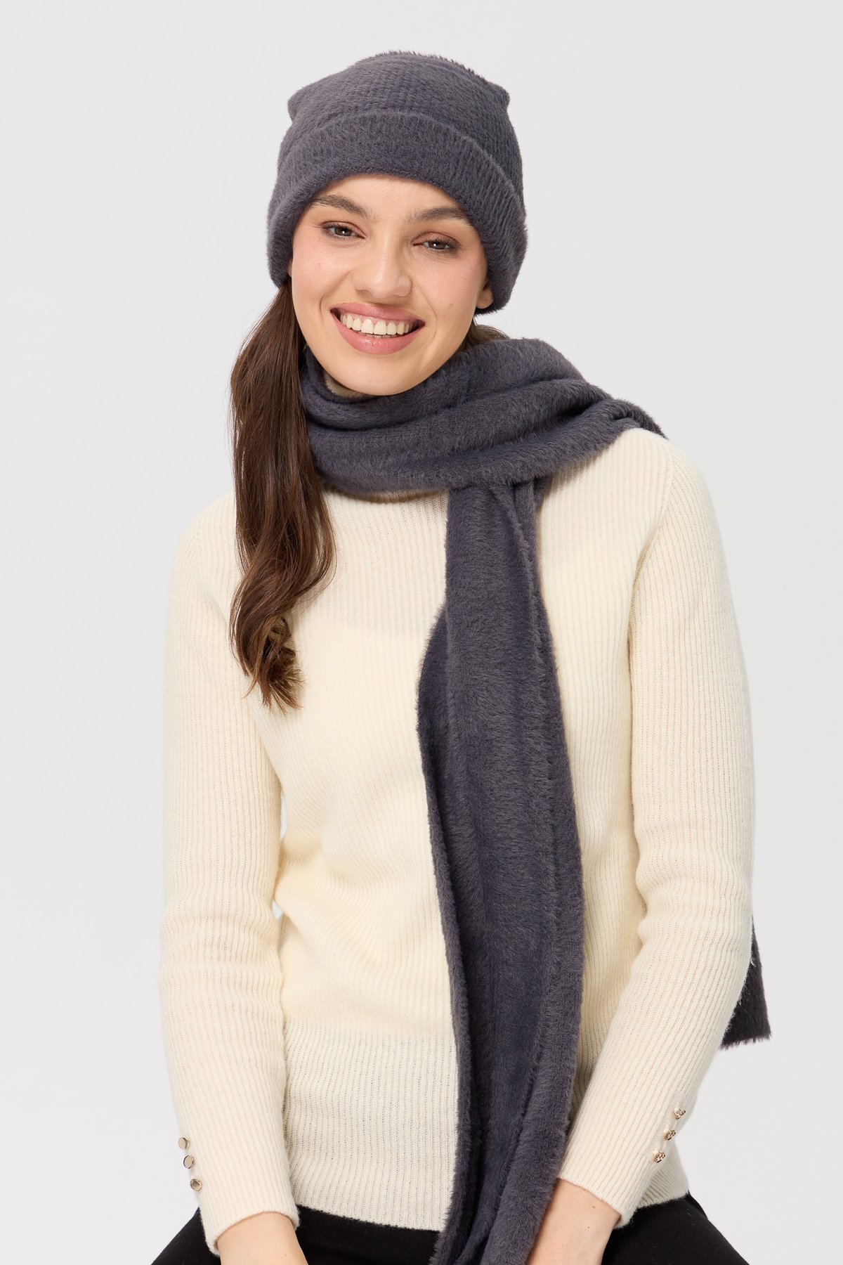 23280Kadın Triko Afrodit Bere Antrasit