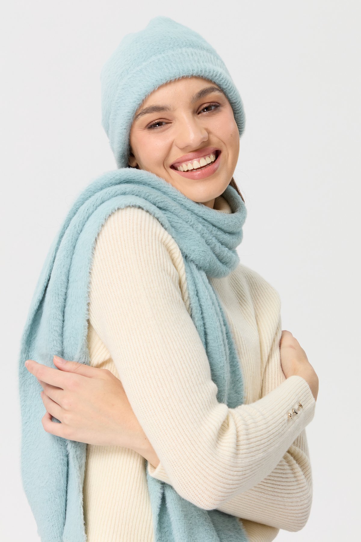 23280Kadın Triko Afrodit Bere Mint