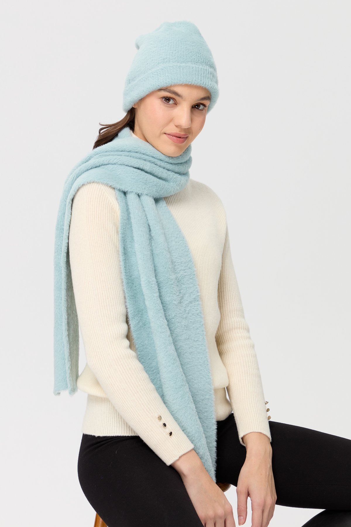 23280Kadın Triko Afrodit Bere Mint