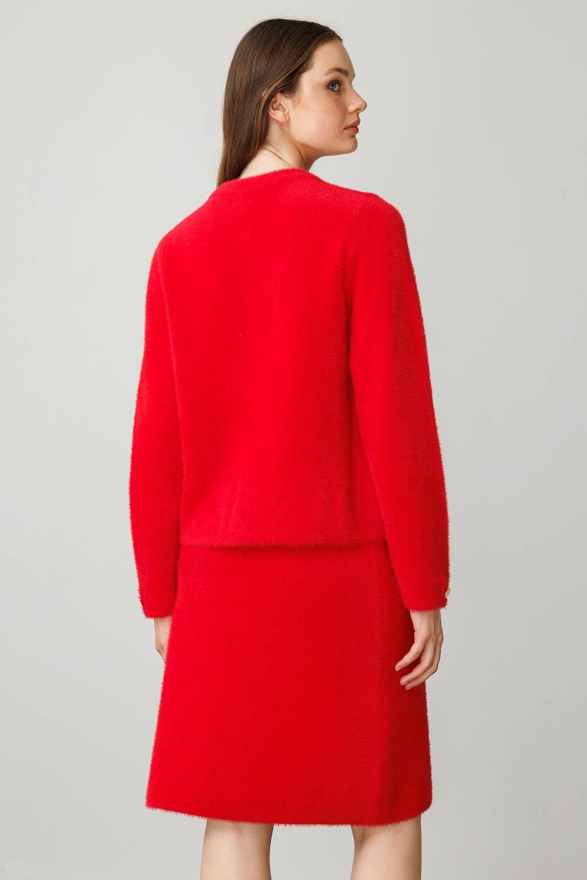 25004Kadın Triko Kısa Etek Y.Kırmızı