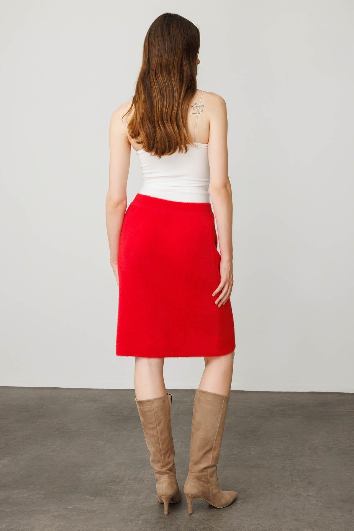 25004Kadın Triko Kısa Etek Y.Kırmızı