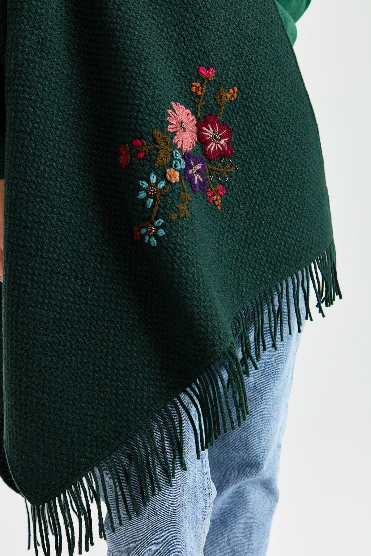 23030Женский трикотаж Латунная вязаная шерстяная шаль с вышивкой