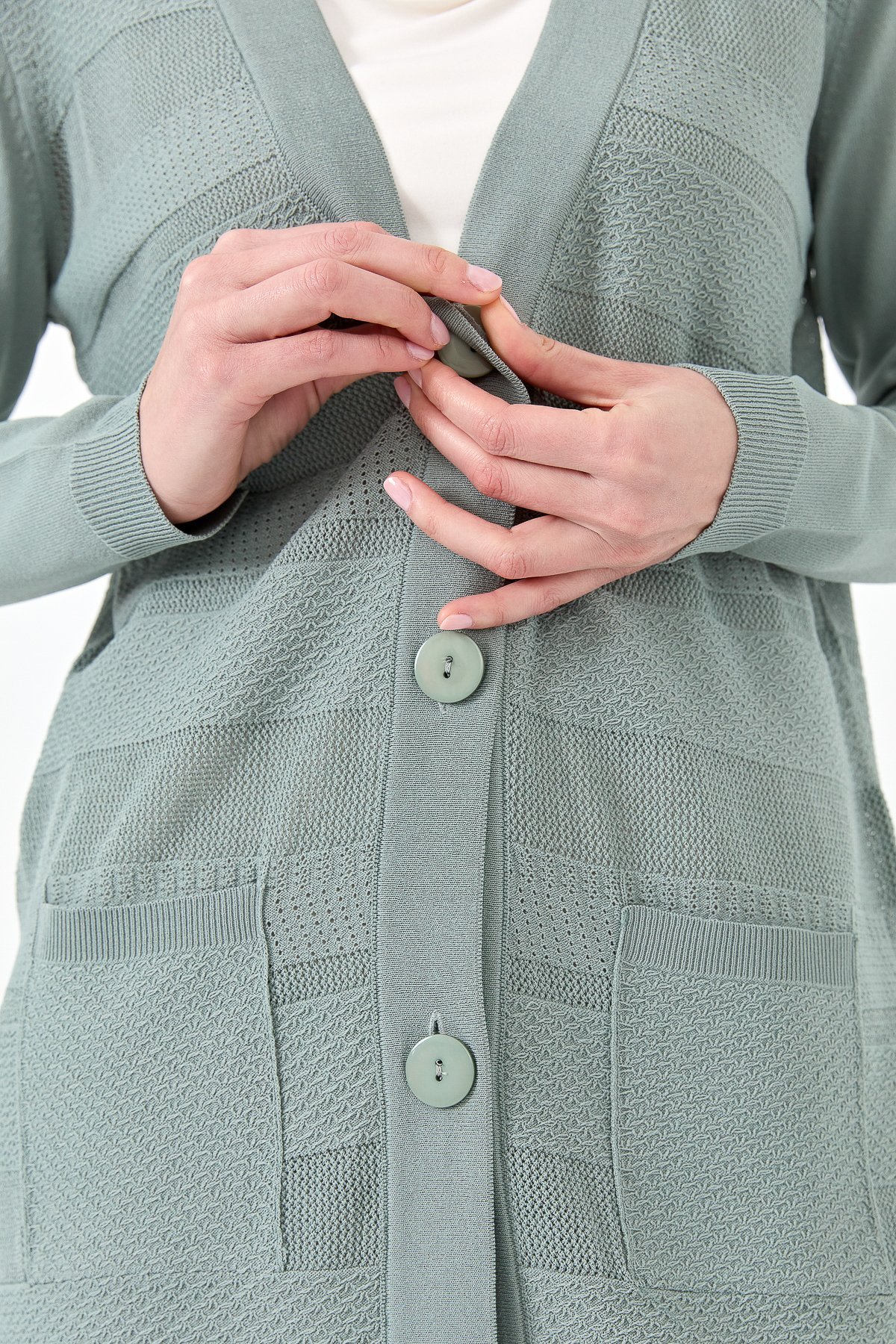 21364Kadın Triko V Yaka Yazlık Hırka a.mint