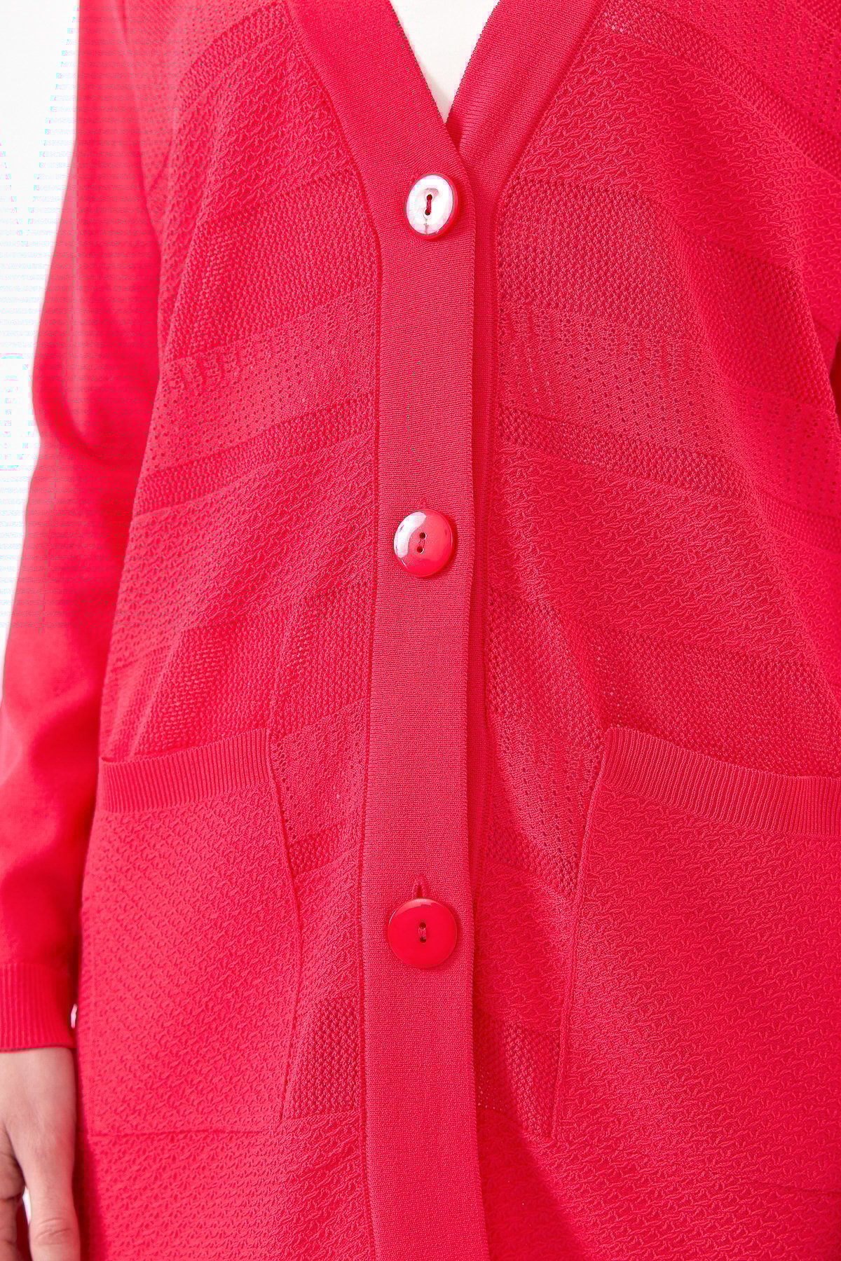 21364Kadın Triko V Yaka Yazlık Hırka N.Çiçeği