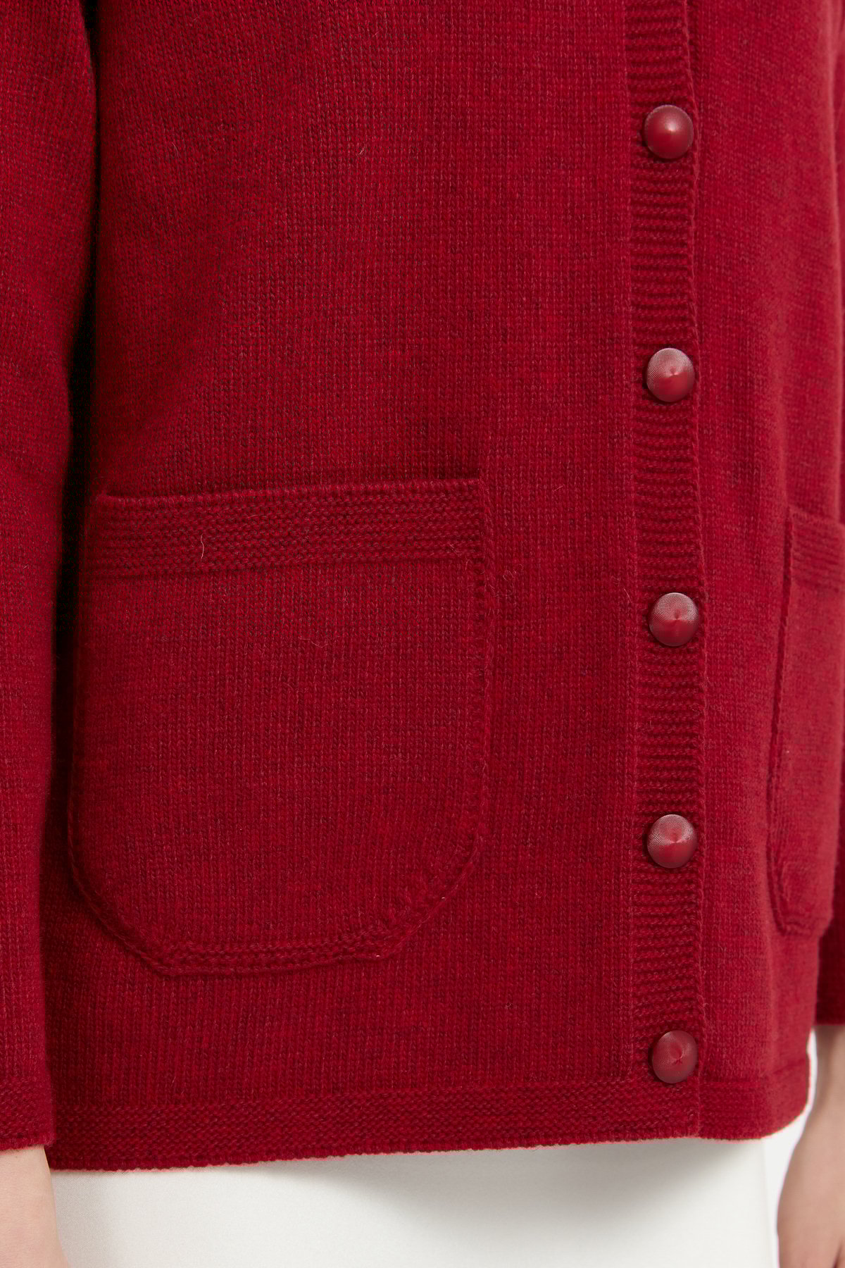 24043Kadın V Yaka Basic Yün Hırka V.Kırmızı