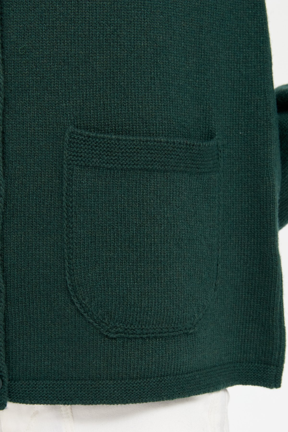 24043Kadın V Yaka Basic Yün Hırka Yeşil