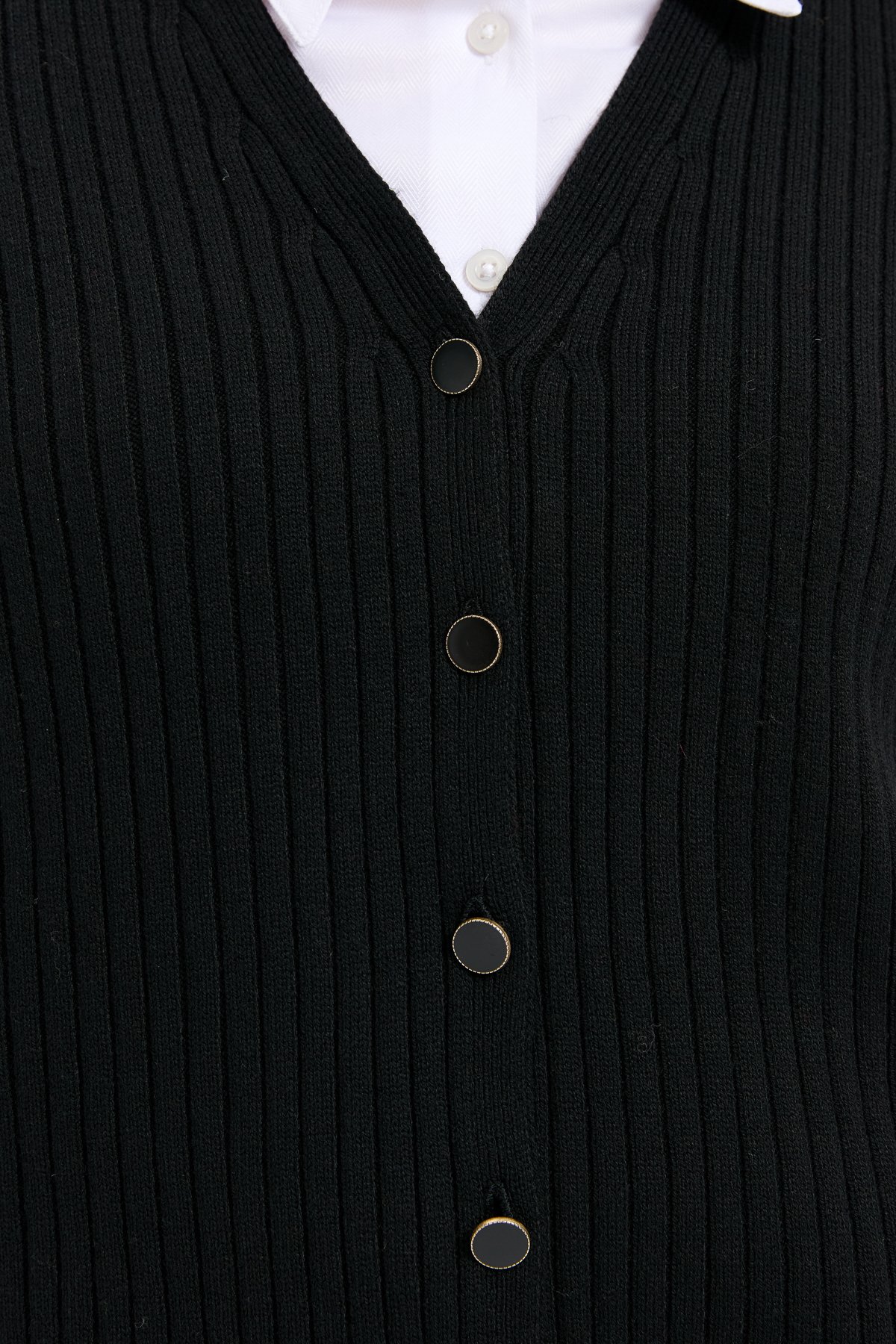 24180Kadın V Yaka Dikişsiz Yelek Siyah