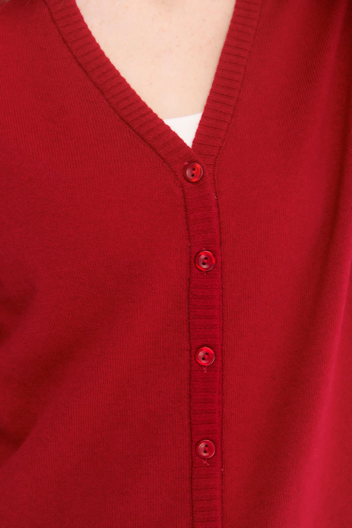 21021Kadın V Yaka Hırka Yün K.Kırmızı