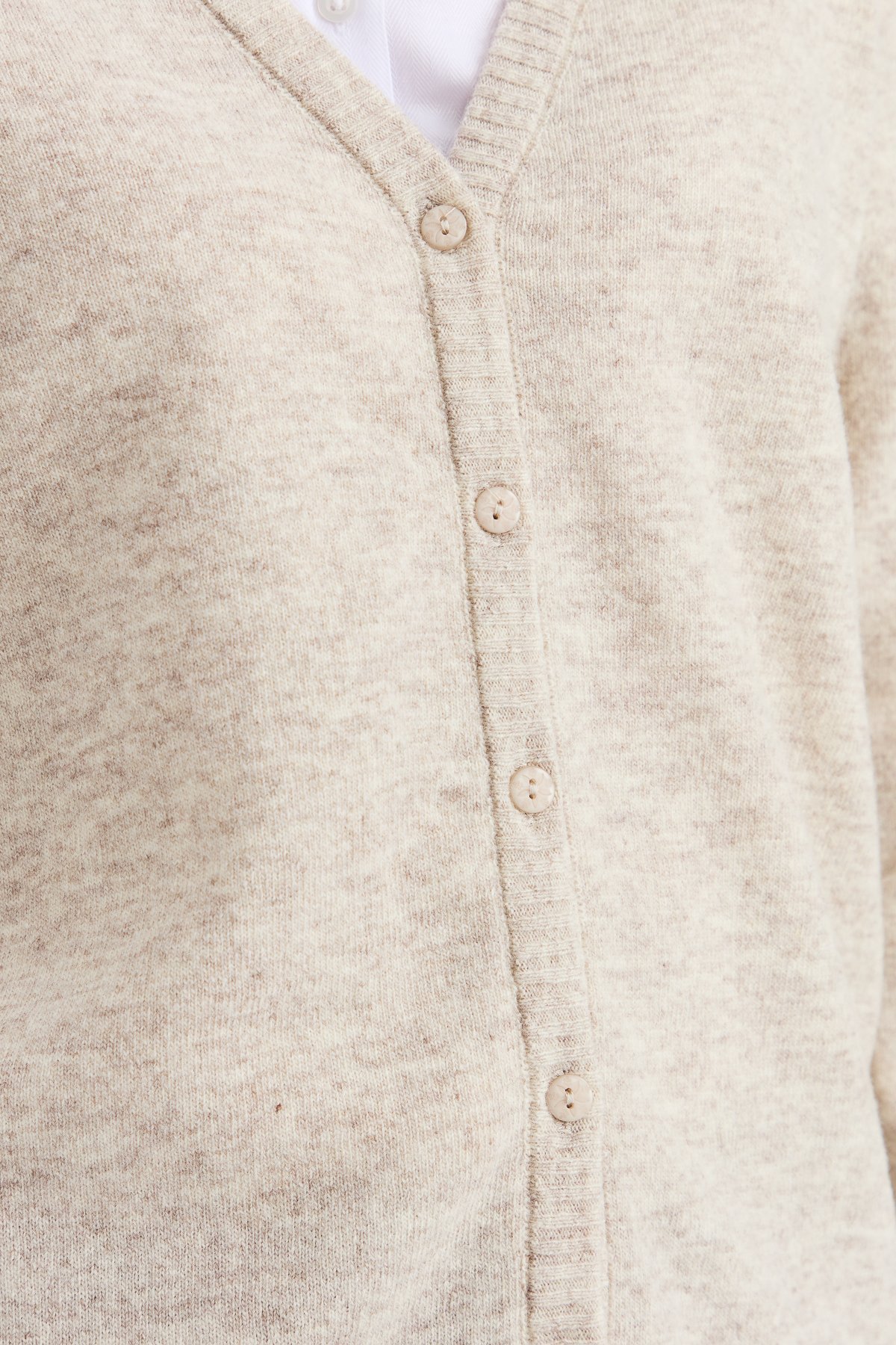 21021Kadın V Yaka Hırka Yün V.Bej