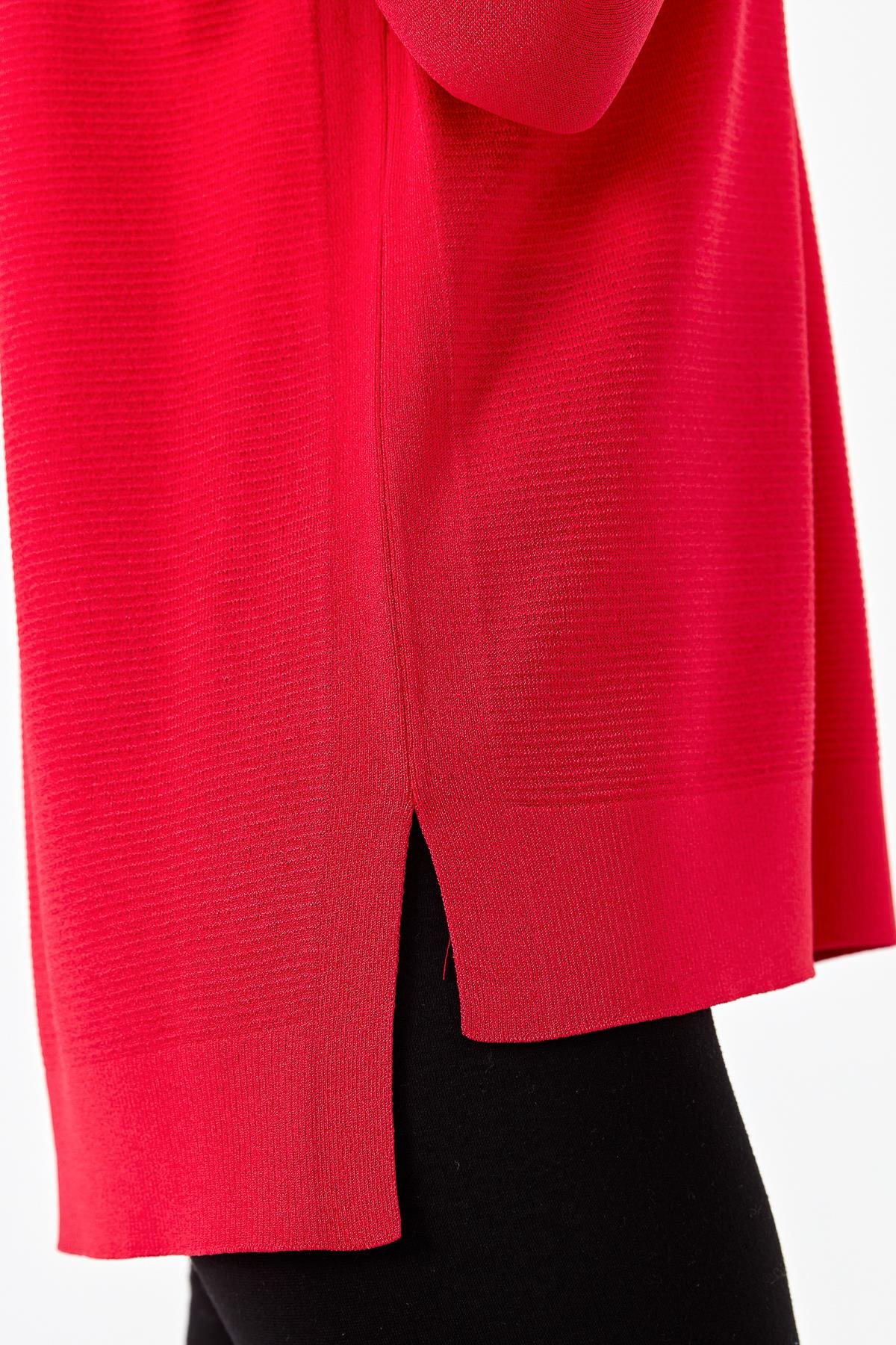 20352Kadın V Yaka İnce Triko Bluz N.Çiçeği