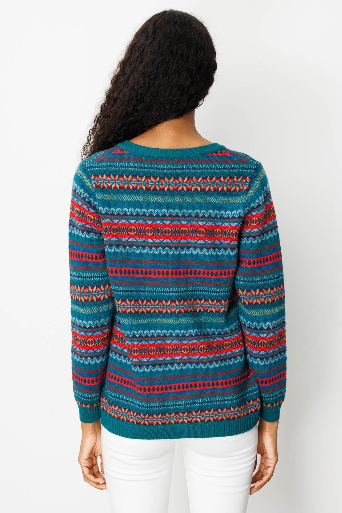 25101Kadın V Yaka Jakarlı Yün Hırka K.Ö.başı