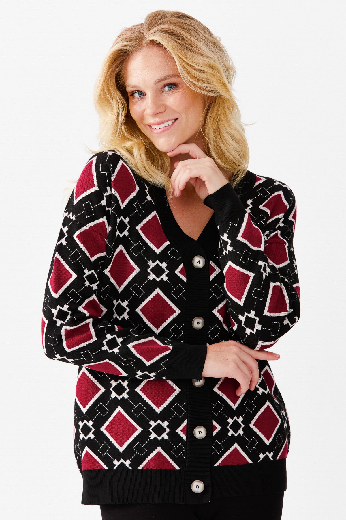 22310Женский жакет в клетку с V-образным вырезом, черный