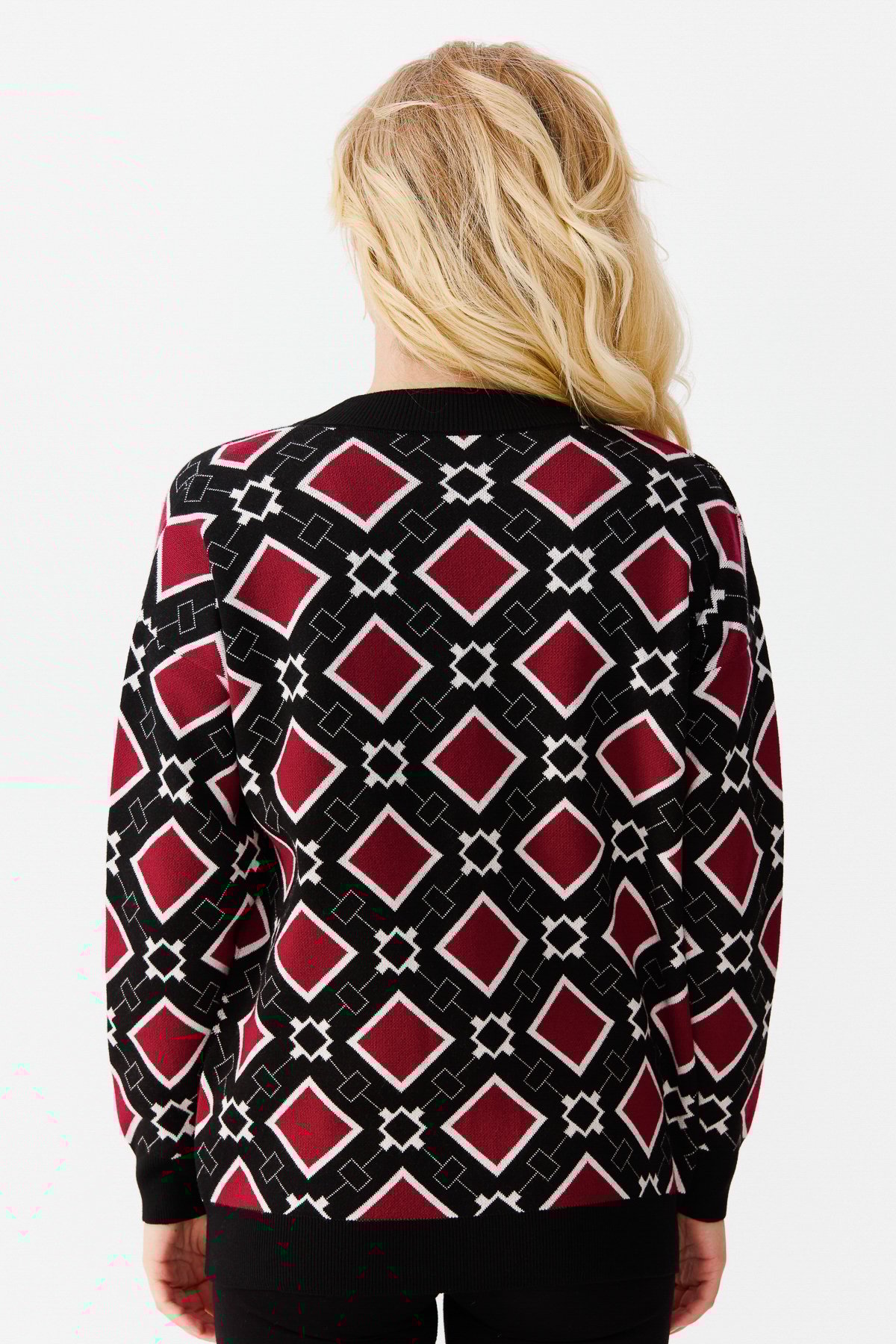 22310Женский жакет в клетку с V-образным вырезом, черный