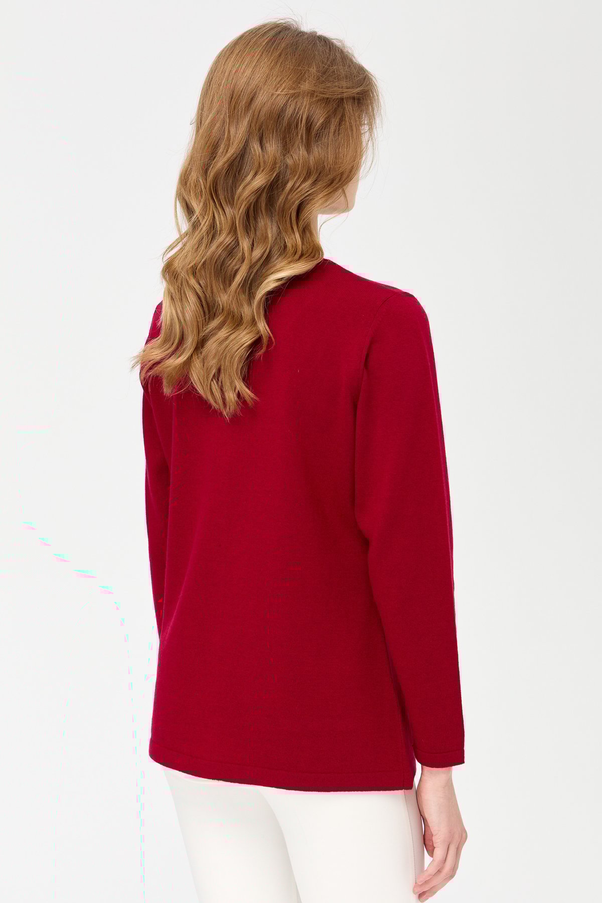 23004Женская шерстяная куртка с v-образным вырезом и кружевной вышивкой