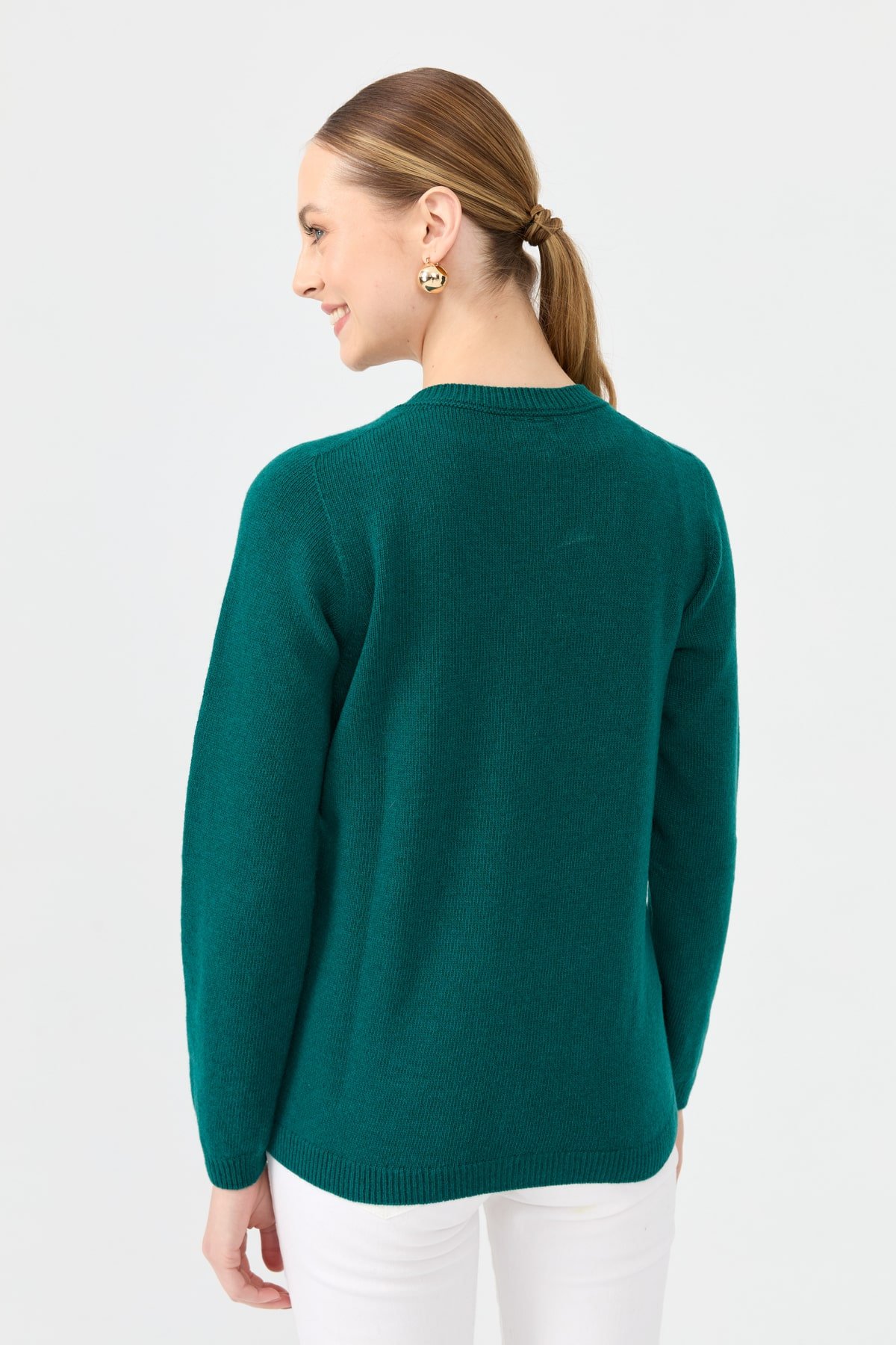 23165Kadın V Yaka Klasik Yün Kazak K.Ö.başı