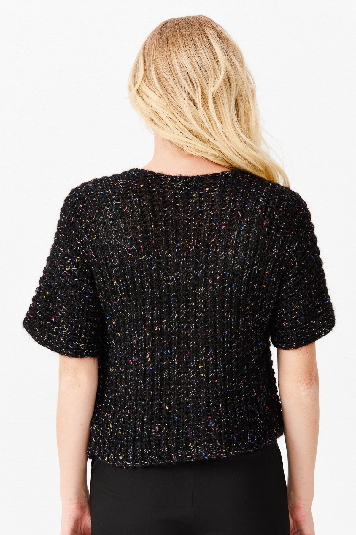 22194Женский короткий жилет на одной пуговице с v-образным вырезом, черный 