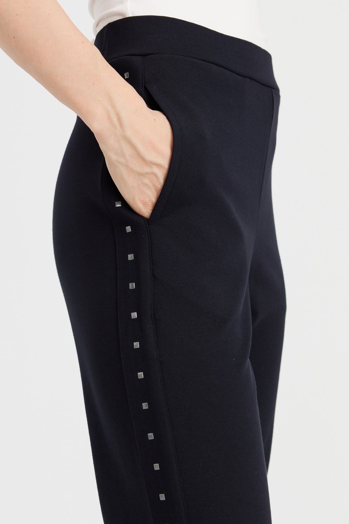 KMK23012Kadın Yanları Taşlı Eşofman Pantolon Lacivert