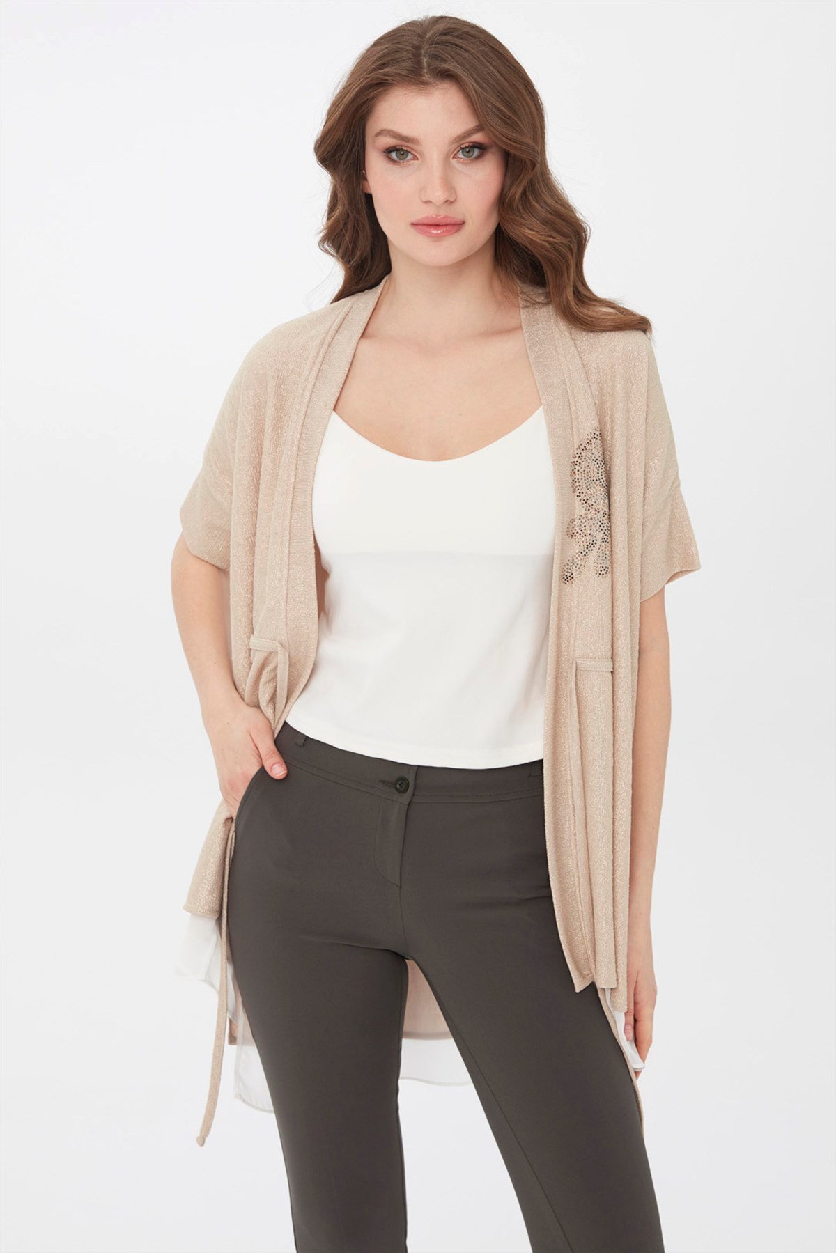 21780Kadın Yazlık Ceket Gold