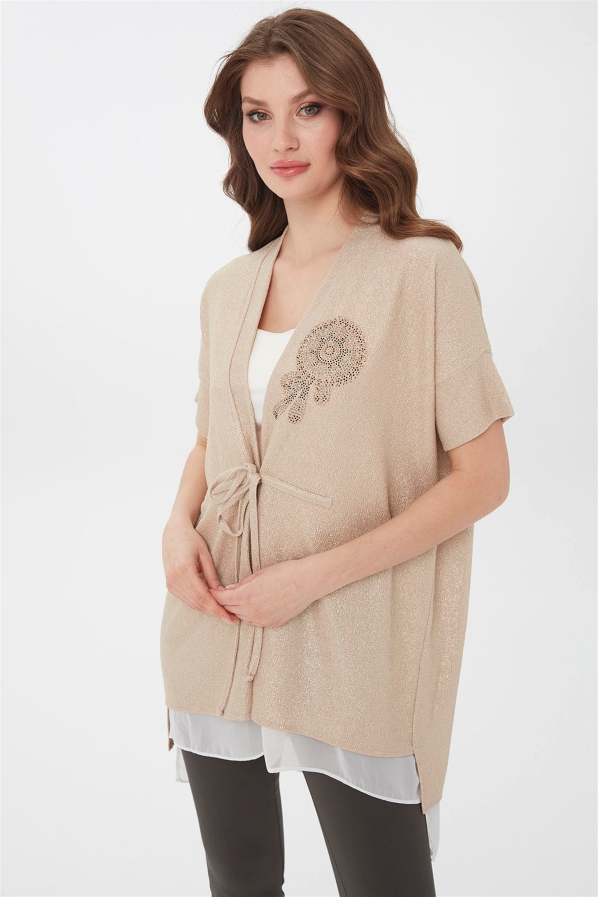 21780Kadın Yazlık Ceket Gold