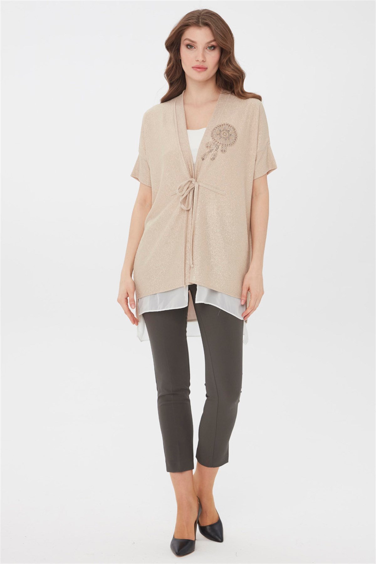 21780Kadın Yazlık Ceket Gold