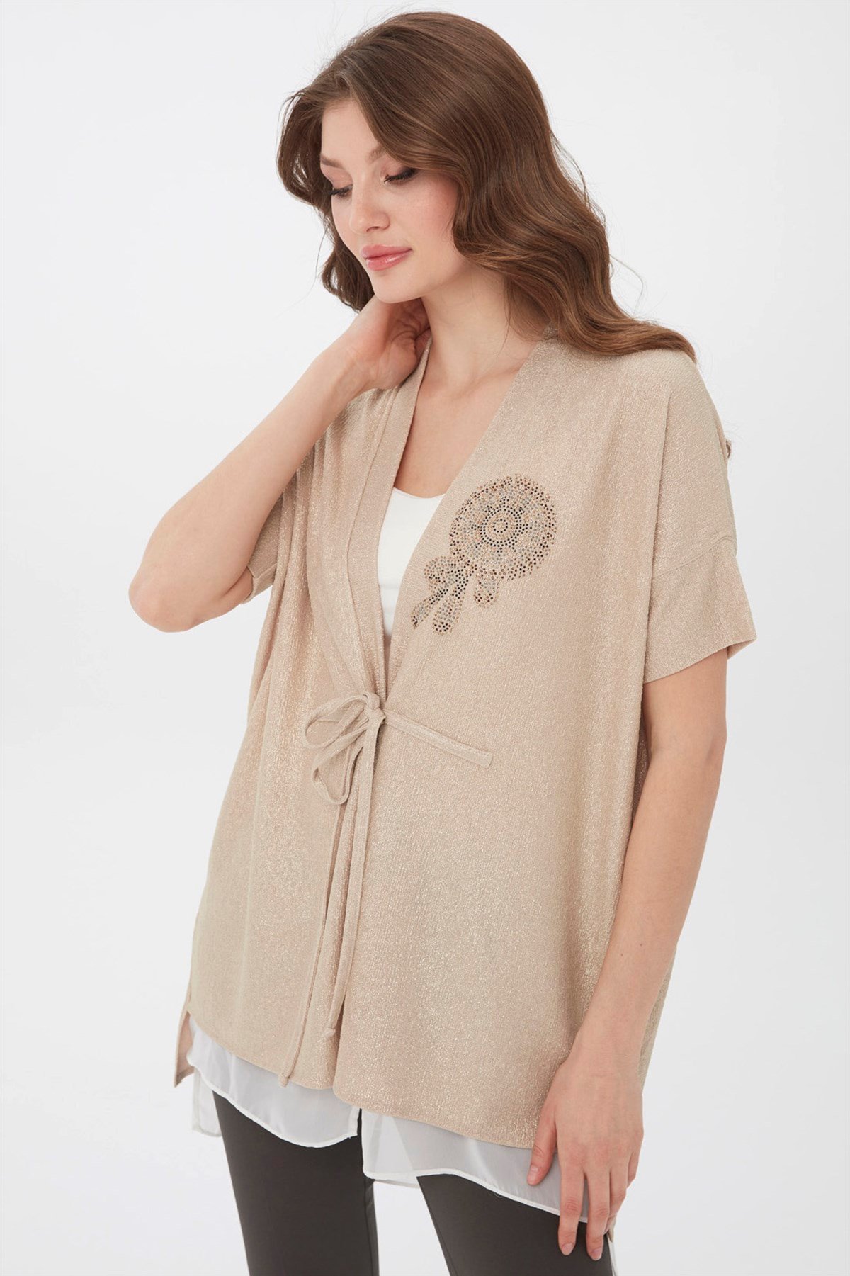 21780Kadın Yazlık Ceket Gold