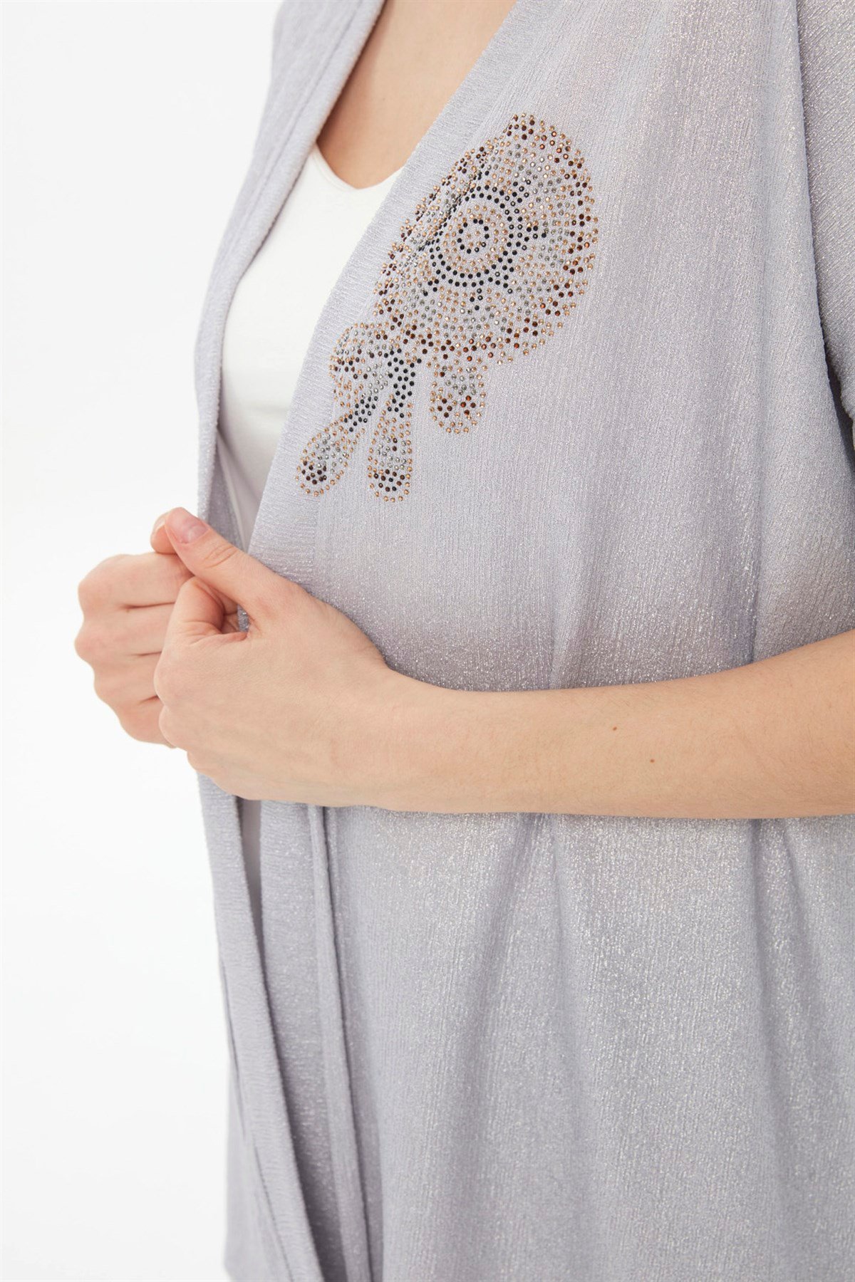 21780Kadın Yazlık Ceket Gümüş