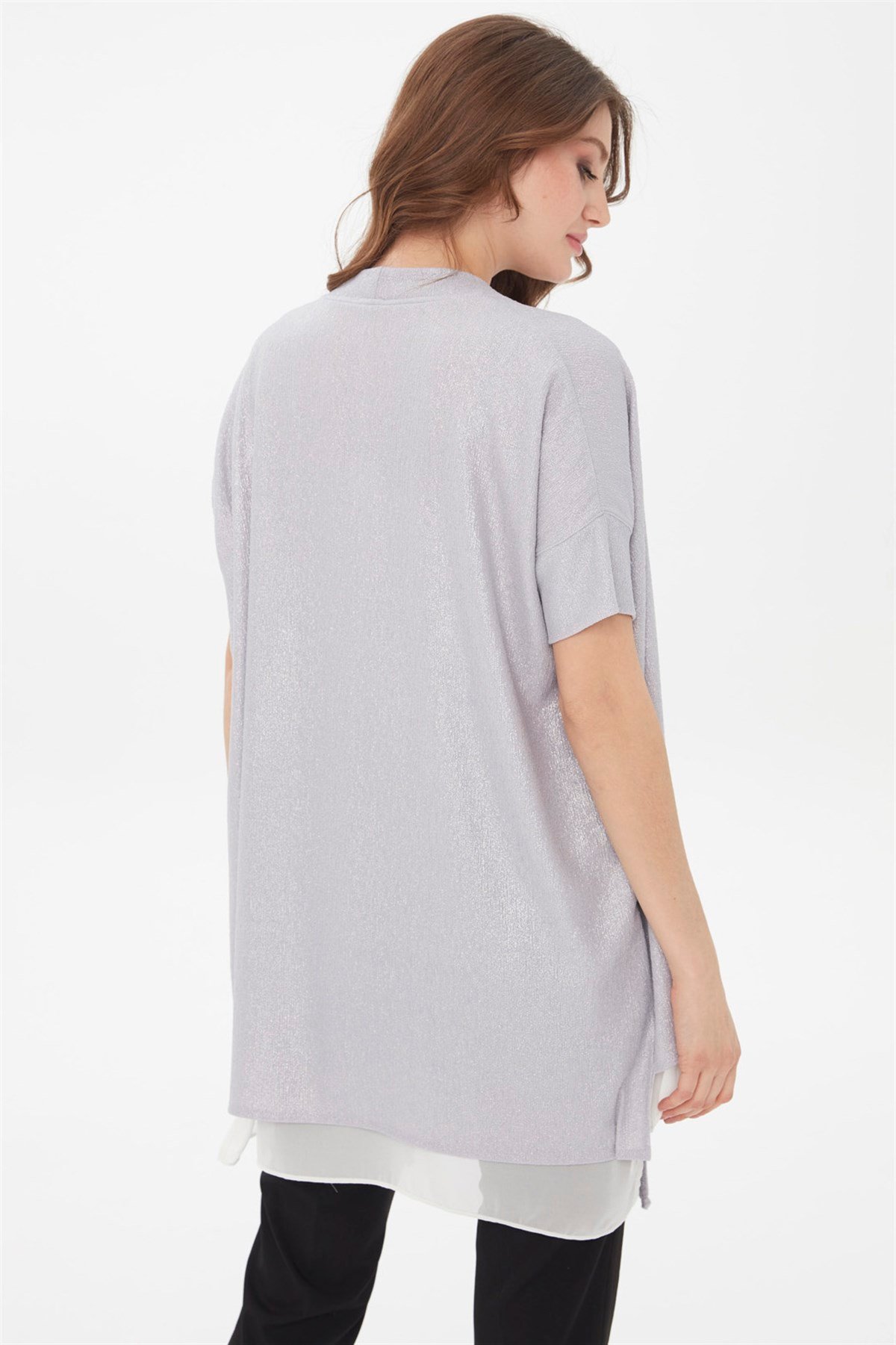 21780Kadın Yazlık Ceket Gümüş