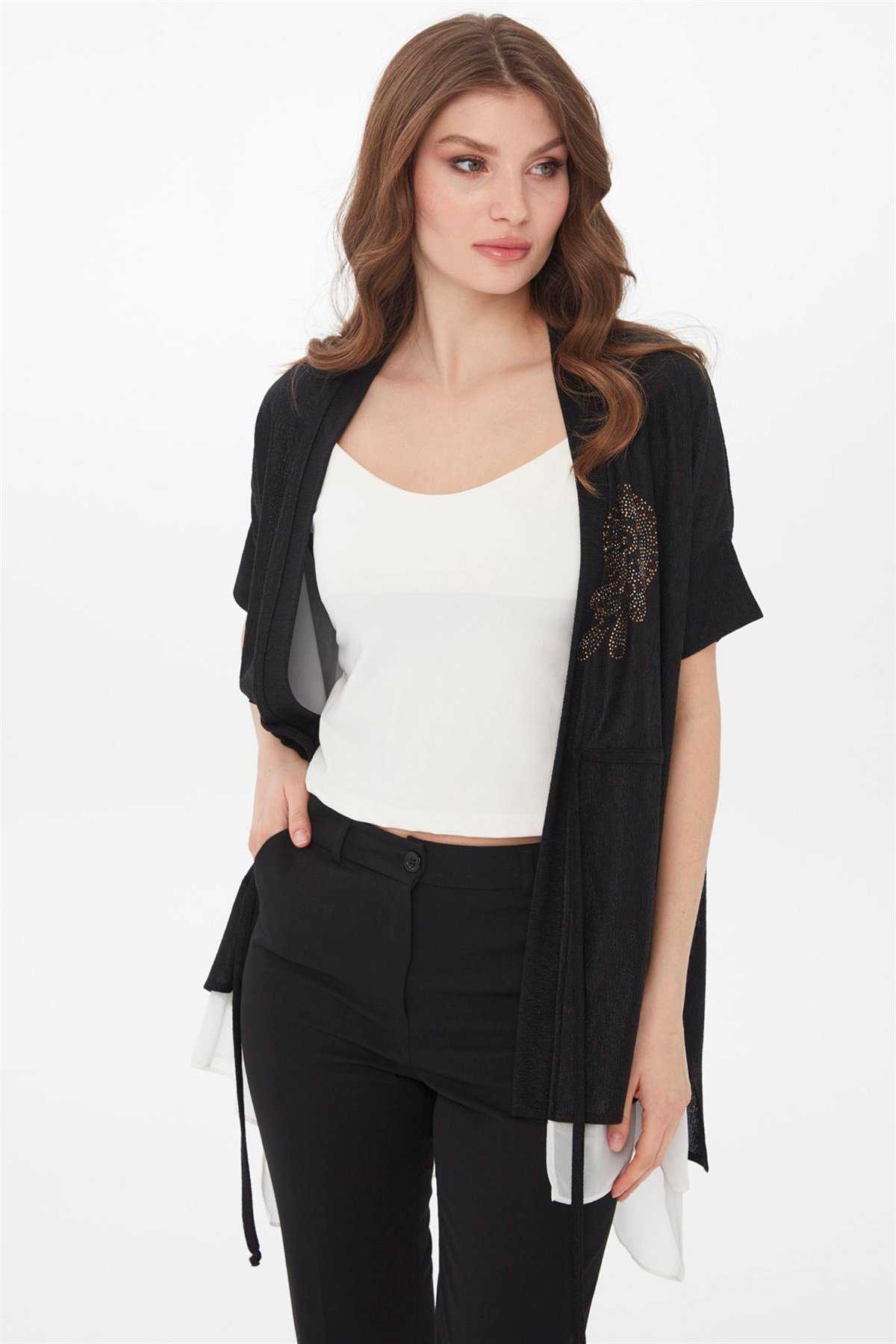 21780Kadın Yazlık Ceket Siyah