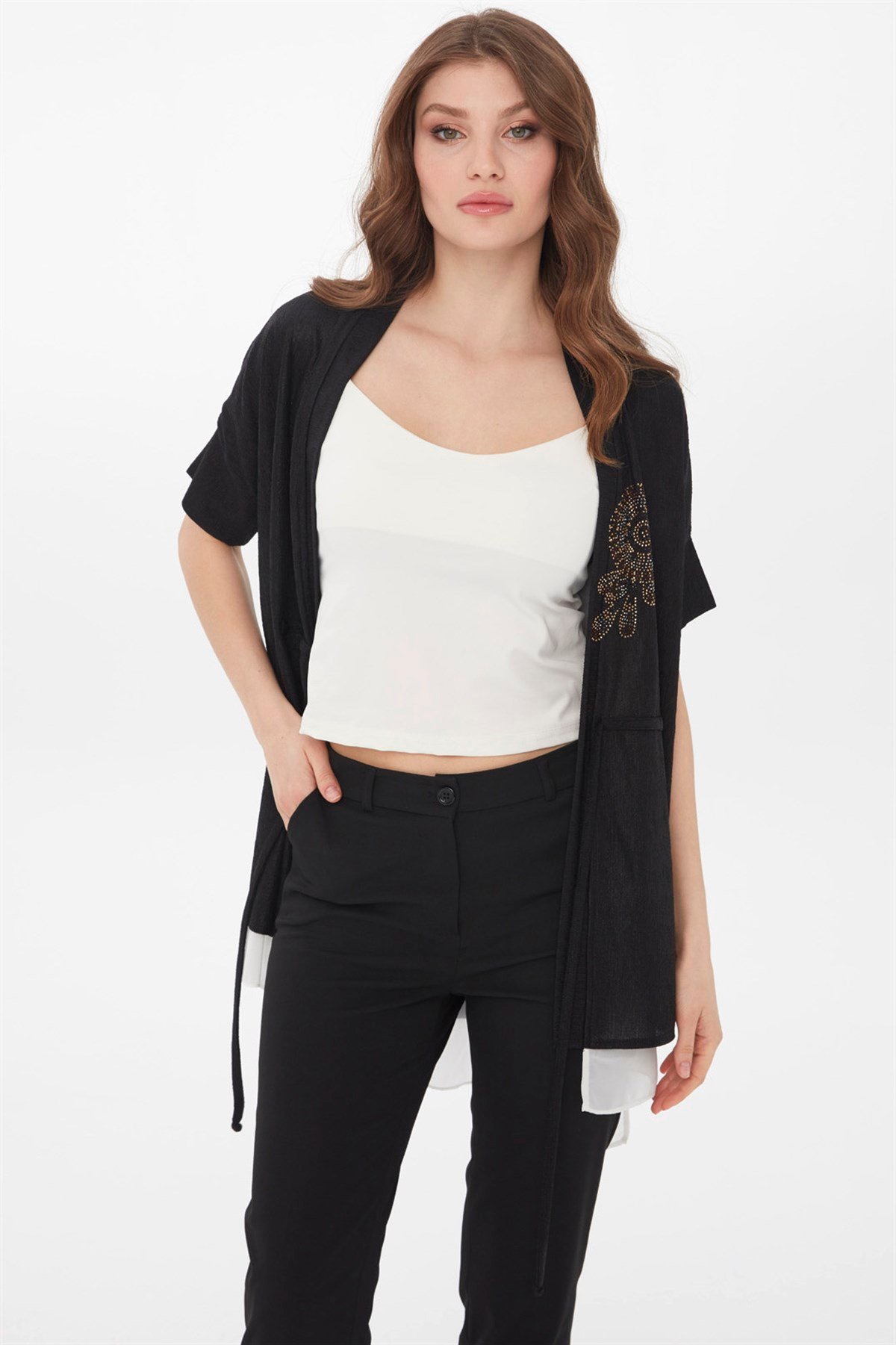 21780Kadın Yazlık Ceket Siyah