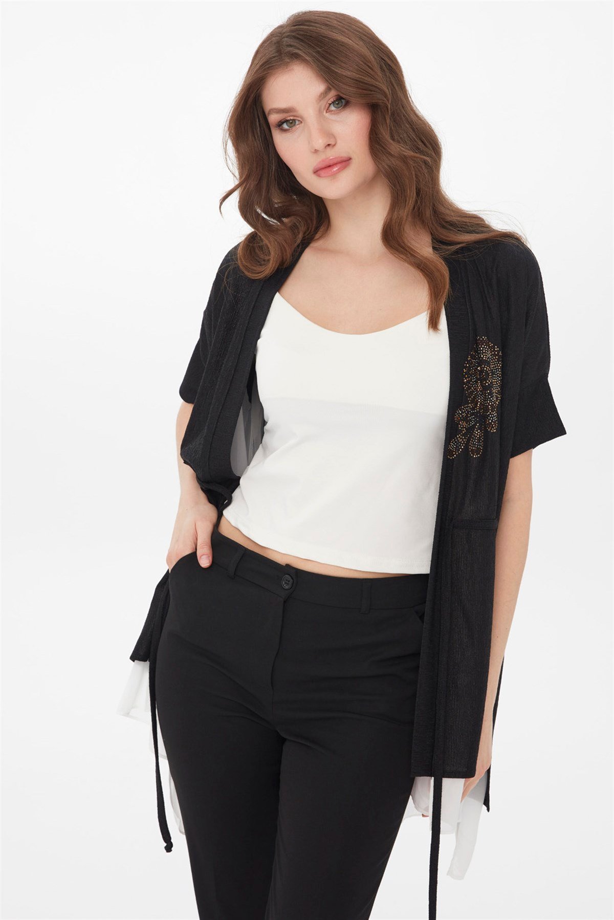 21780Kadın Yazlık Ceket Siyah