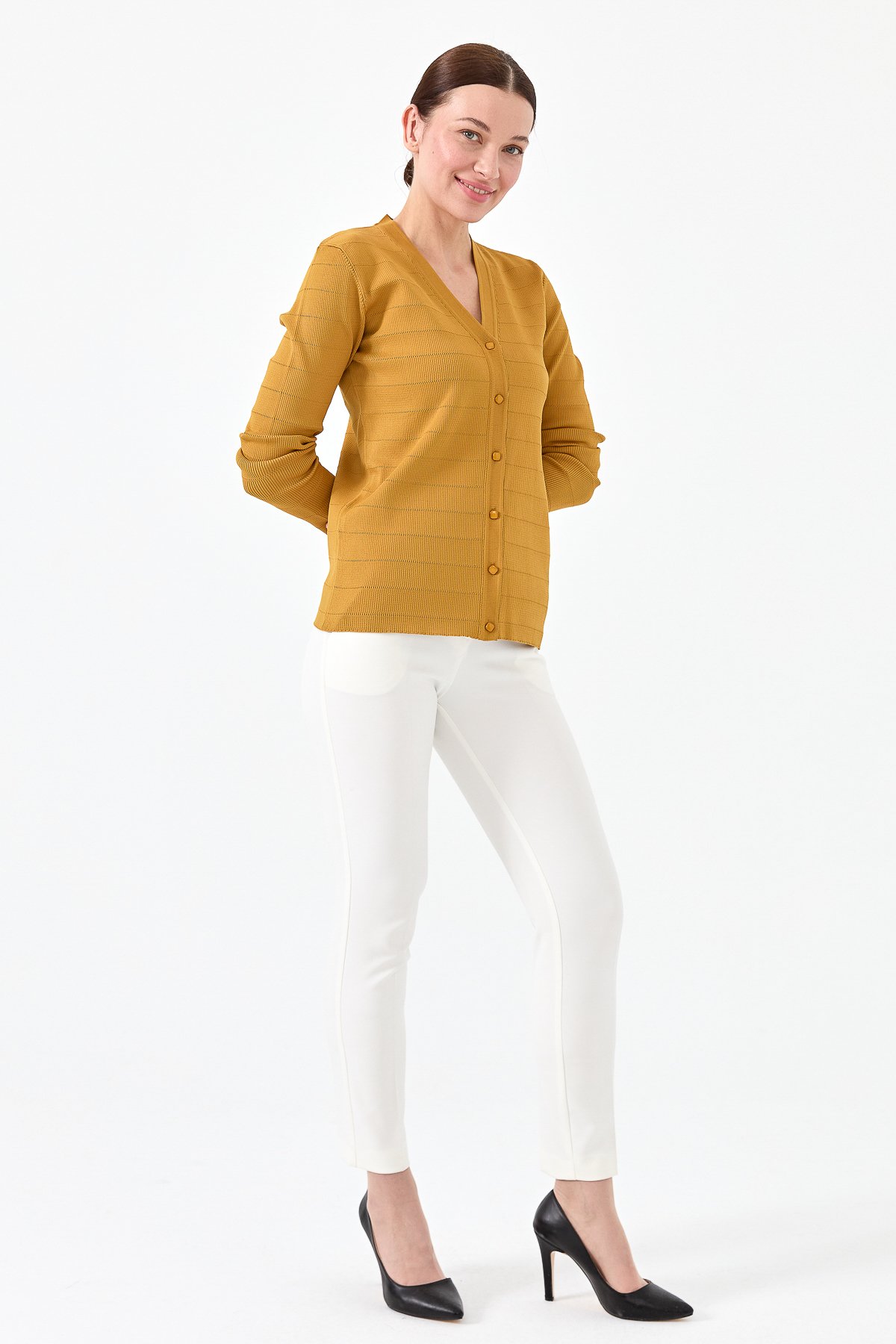 22359Женский трикотажный летний кардиган молочного цвета