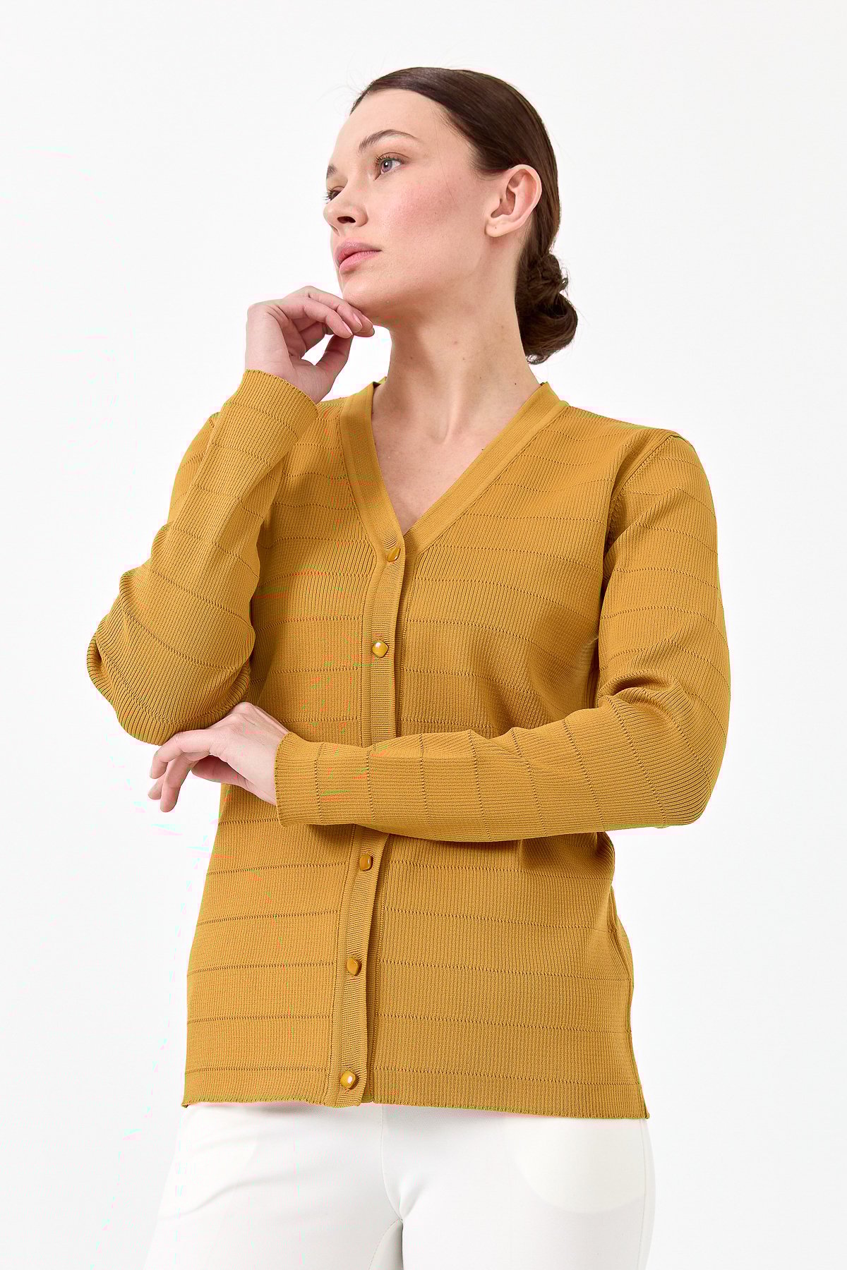 22359Женский трикотажный летний кардиган молочного цвета