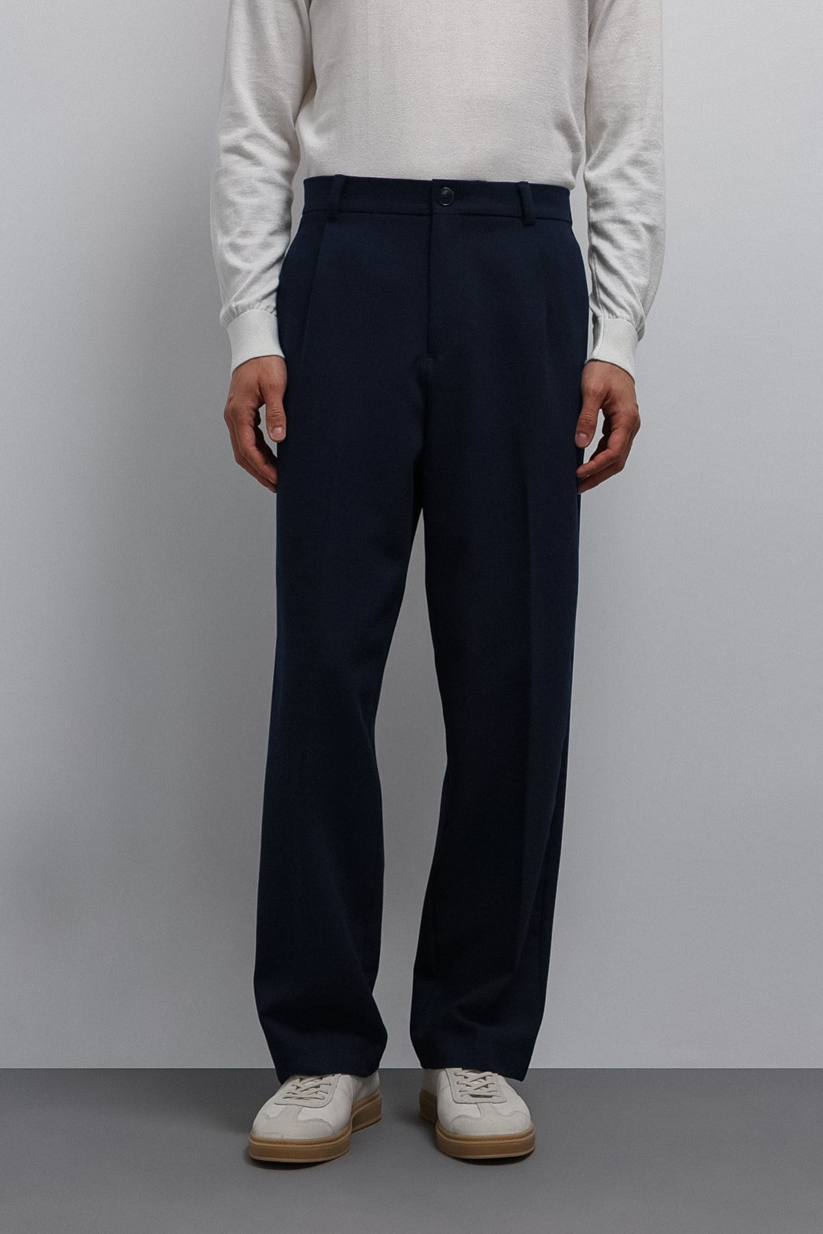 Antioch Açık Lacivert Relax Fit Baggy Pilili Erkek Pantolon
