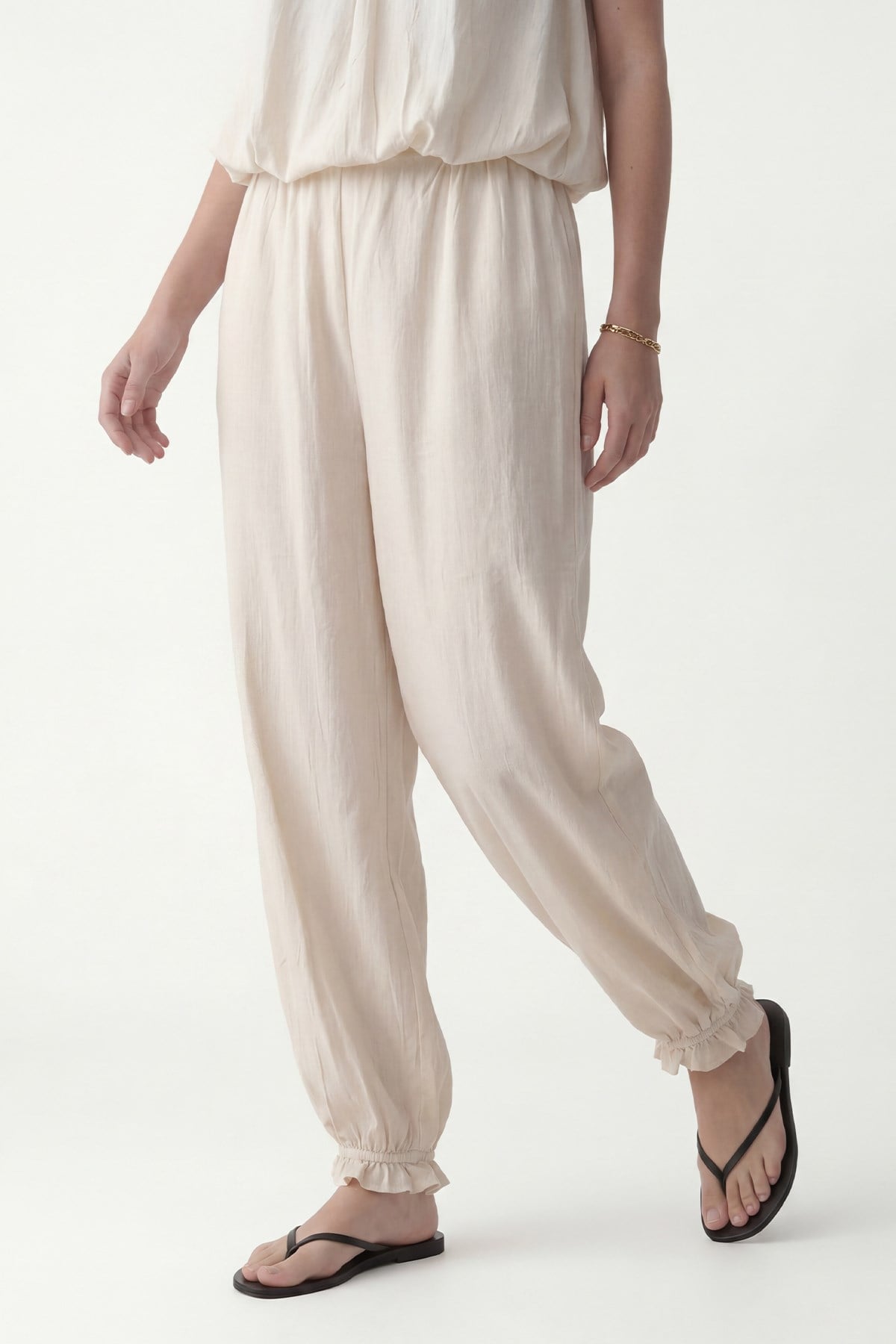 Antioch Bej 100% Lyocell Bluz Pantolon Takım