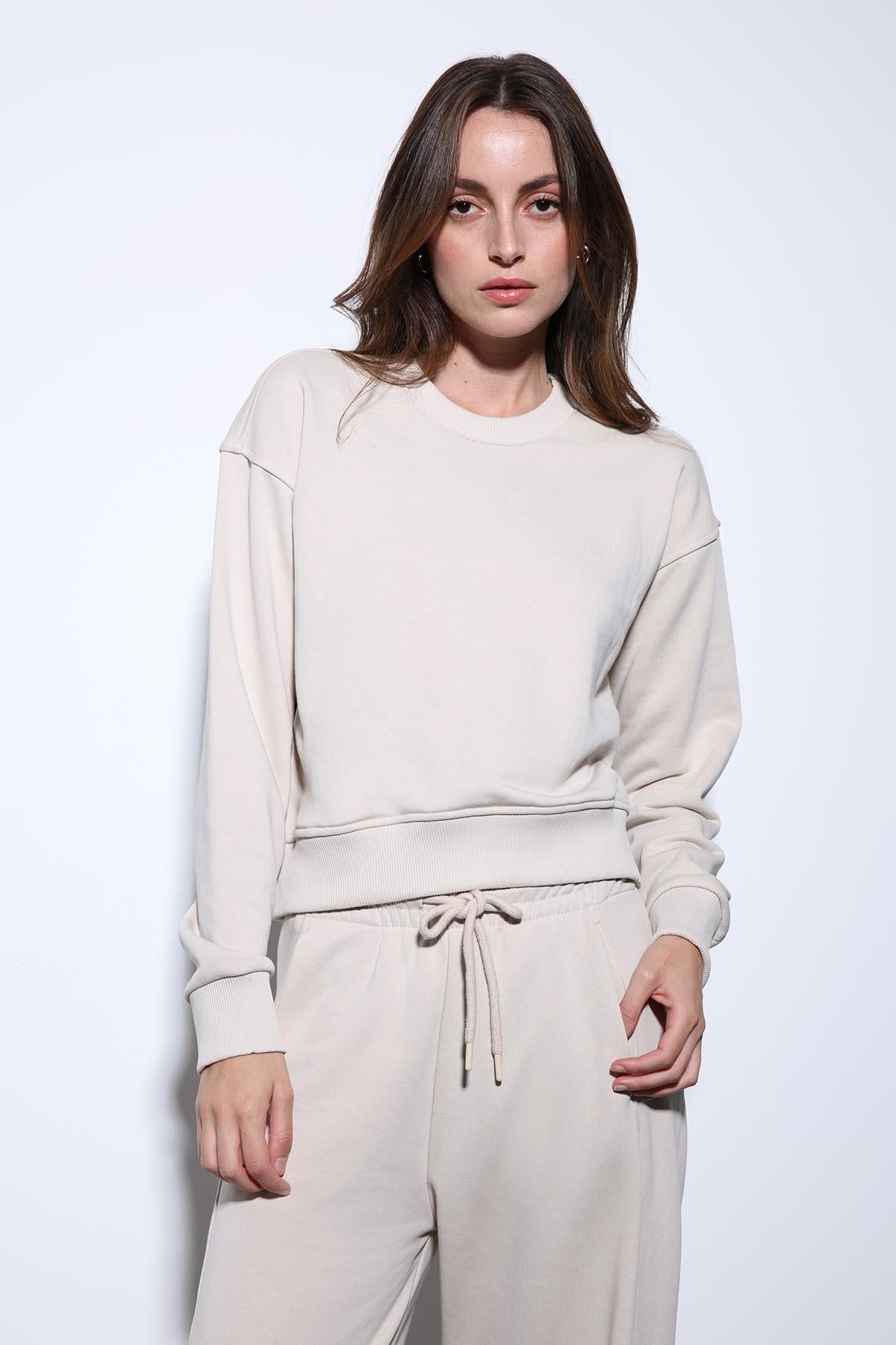 Antioch Bej Basic Kadın Sweatshirt